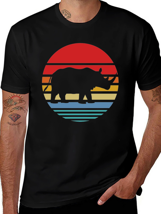 Retro Rhino Sunset Graphic Tee