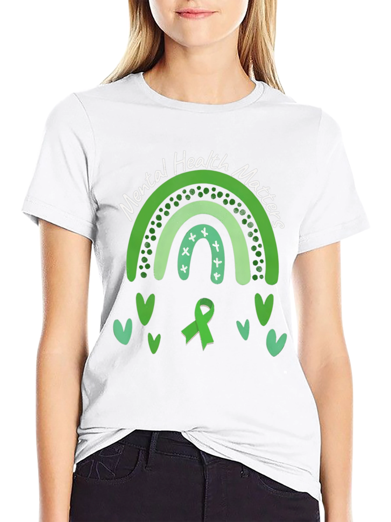 Mental Health Matters Green Rainbow T-Shirt