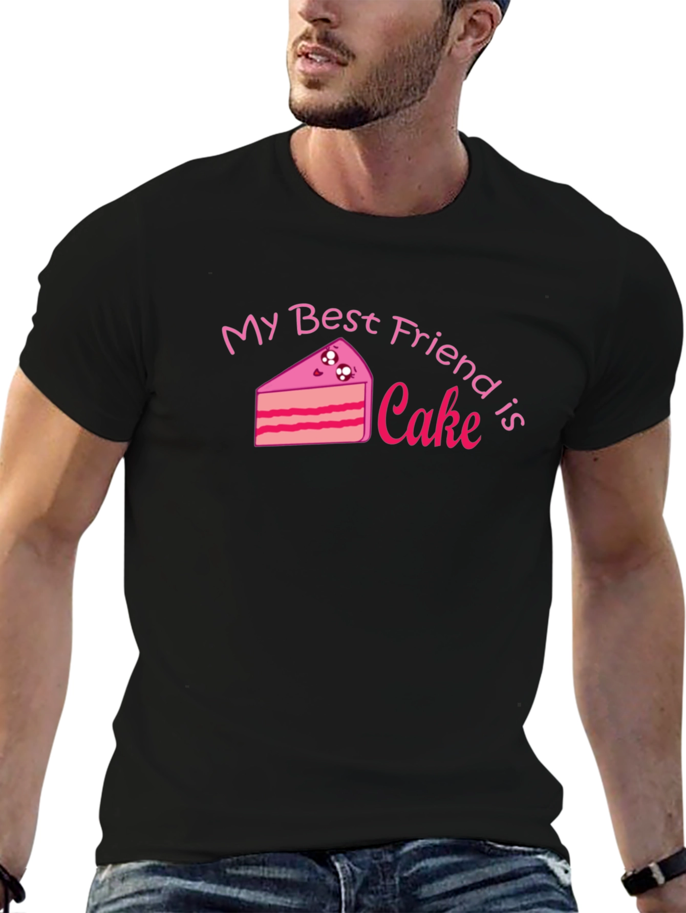 My Best Friend is Cake - Black Graphic Tee