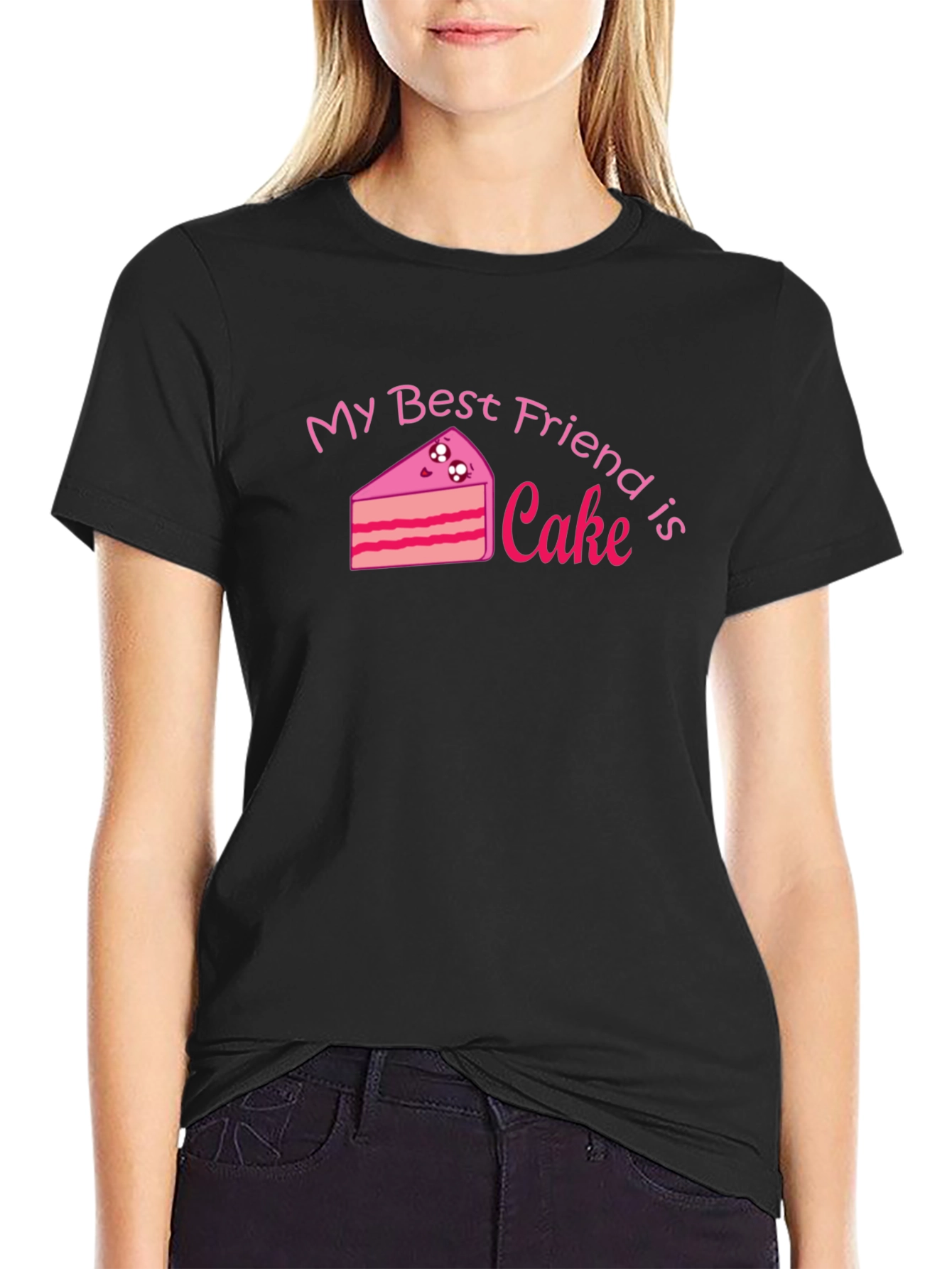 My Best Friend is Cake - Black Graphic Tee
