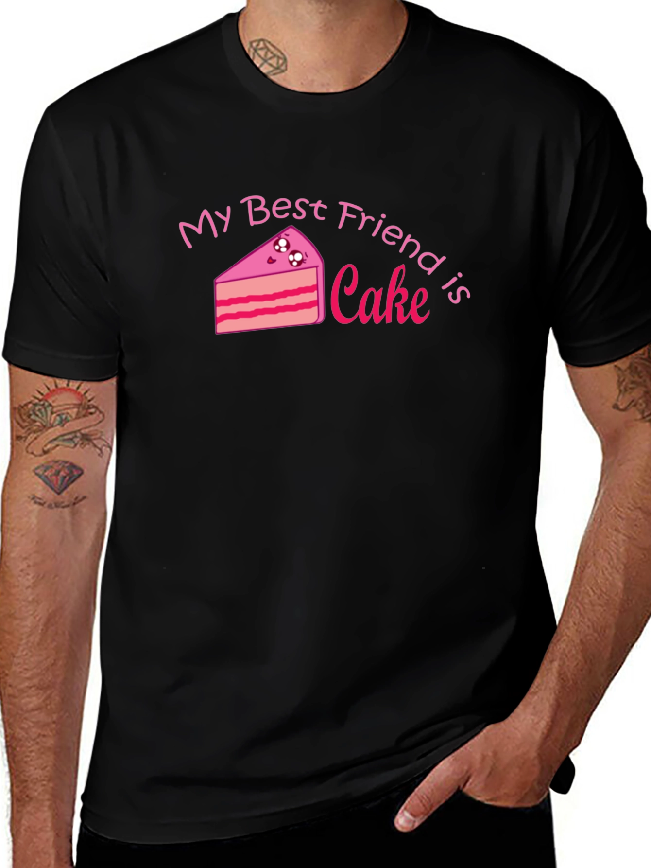 My Best Friend is Cake - Black Graphic Tee