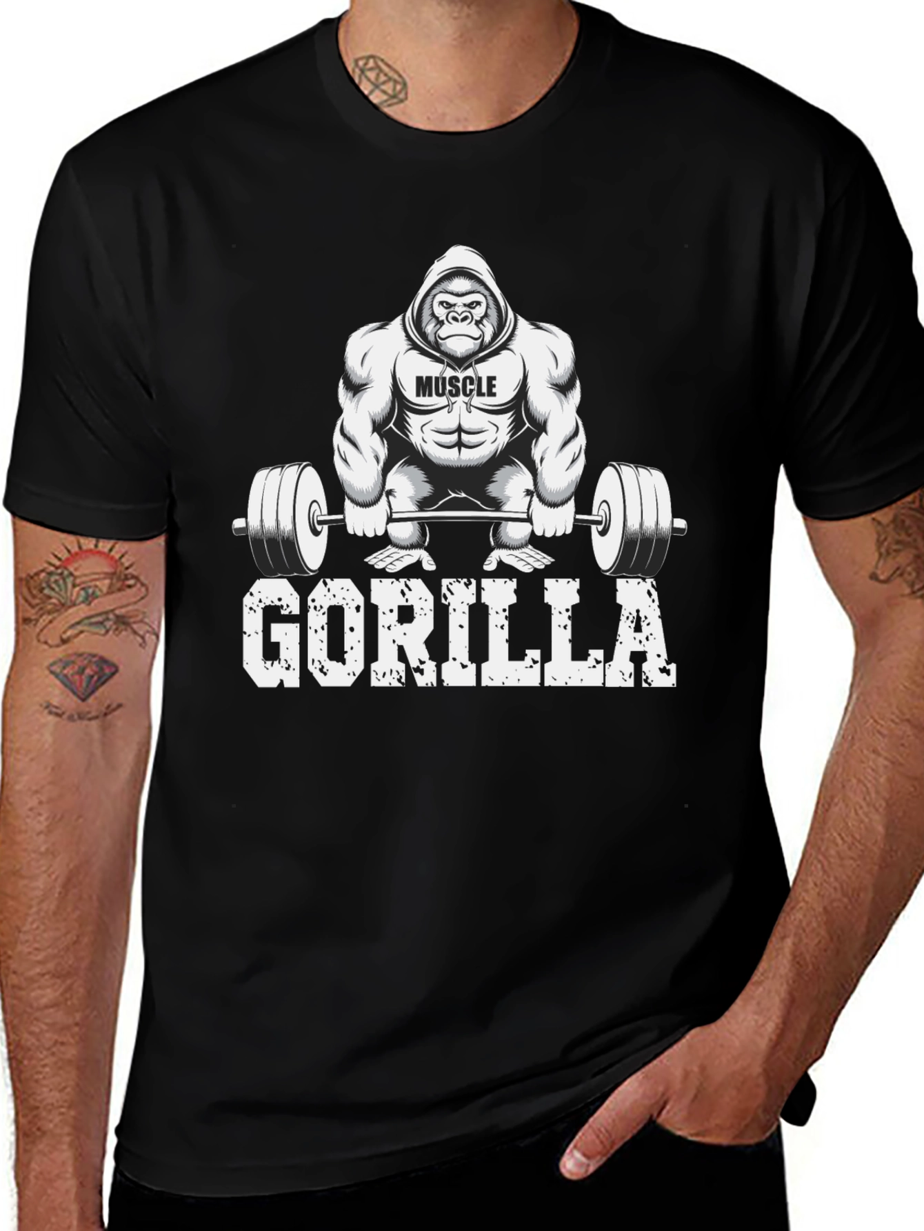 Muscle Gorilla Weightlifting Graphic Tee
