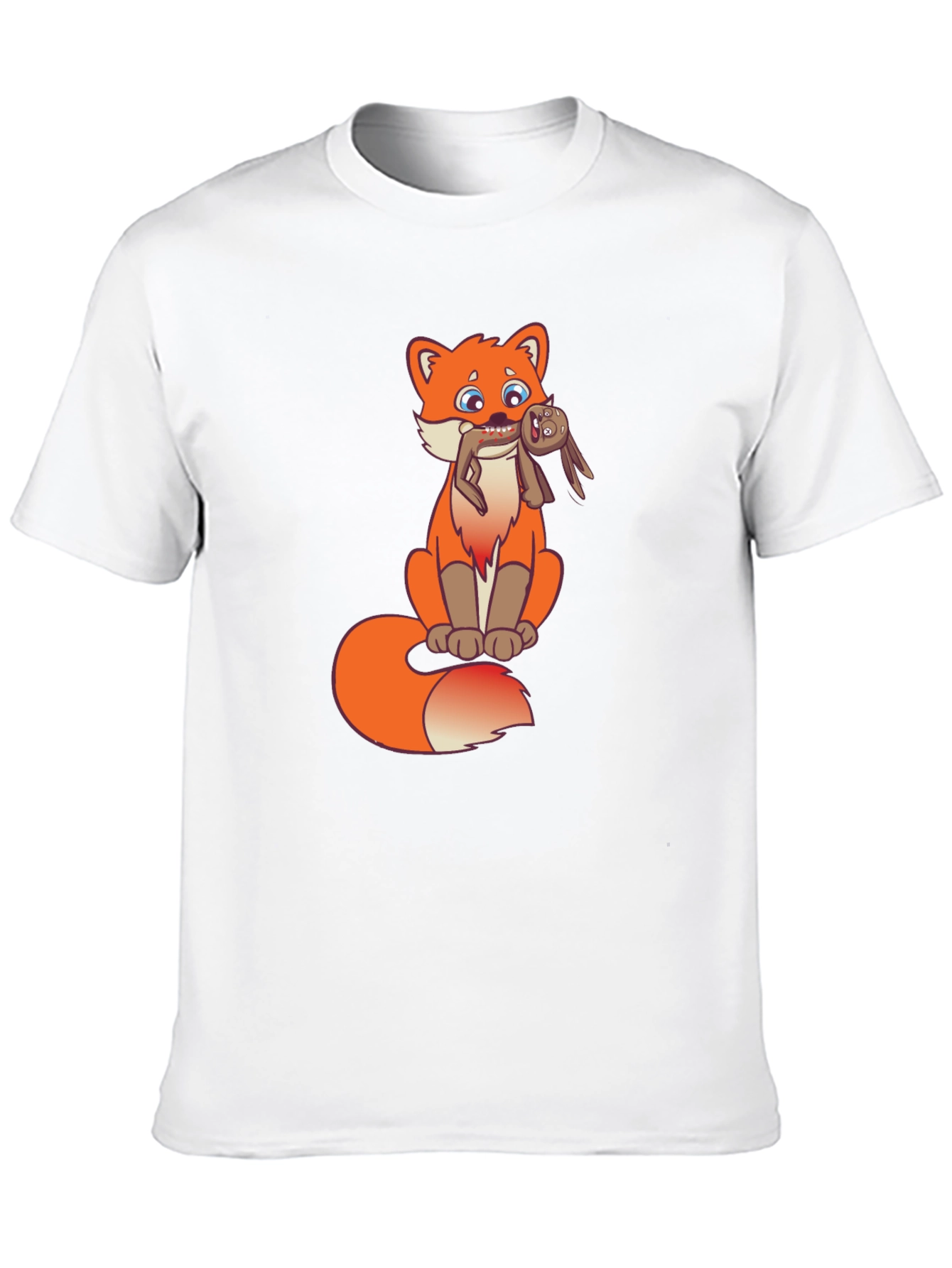 Cartoon Fox Graphic Tee - Novelty Design