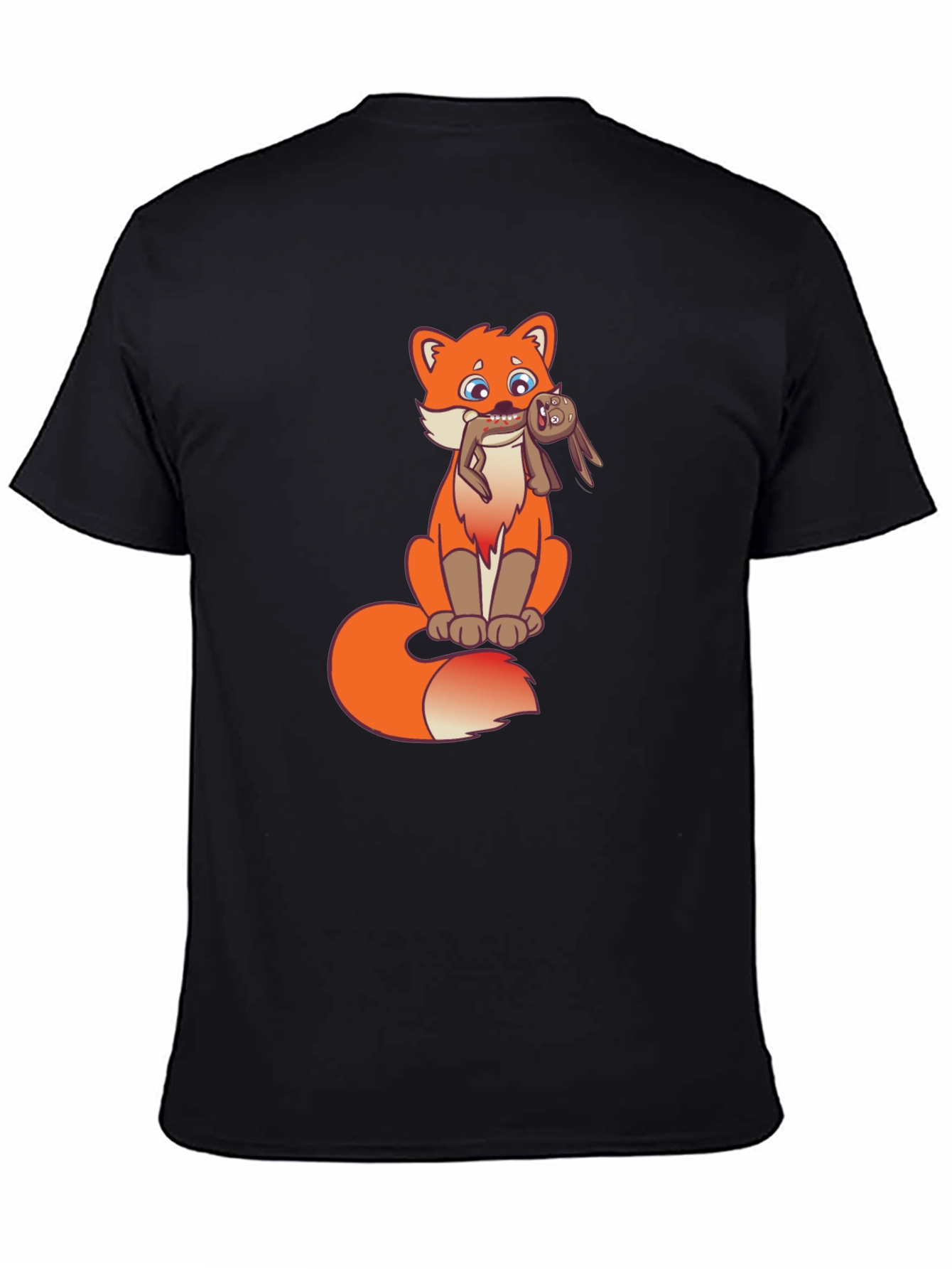 Cartoon Fox Graphic Tee - Novelty Design