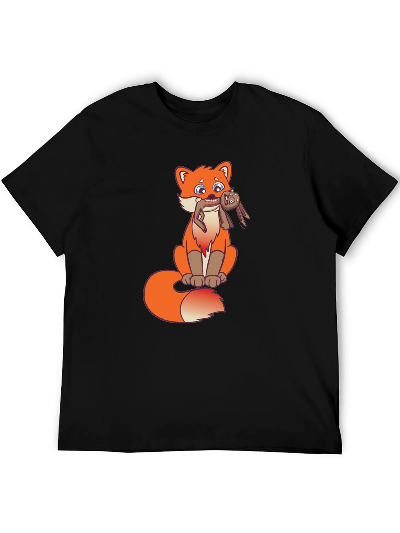 Cartoon Fox Graphic Tee - Novelty Design