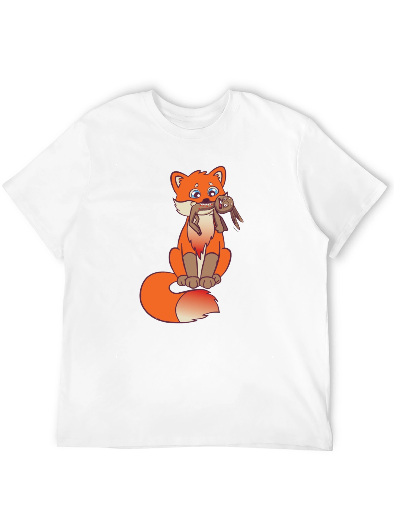 Cartoon Fox Graphic Tee - Novelty Design