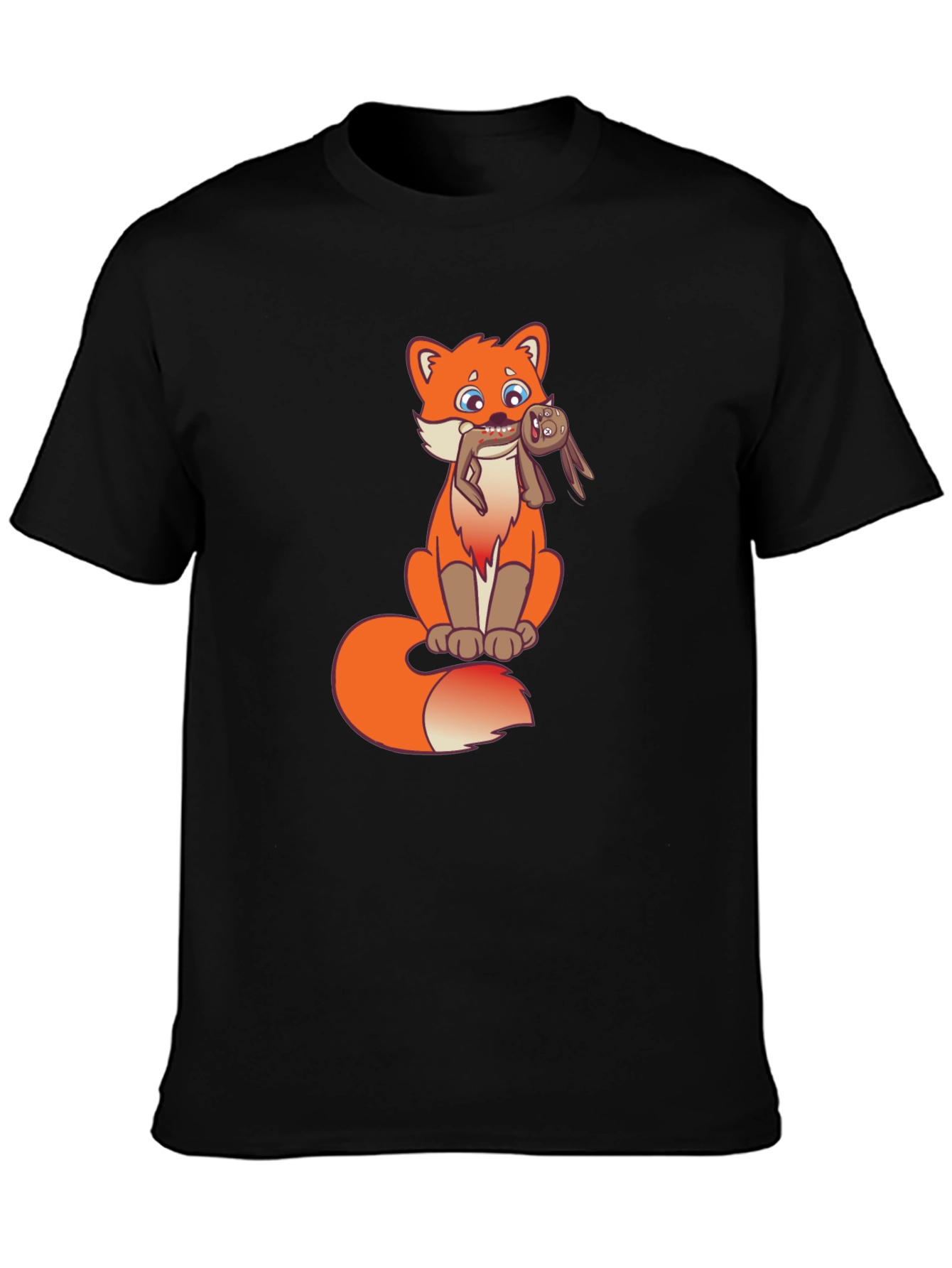 Cartoon Fox Graphic Tee - Novelty Design