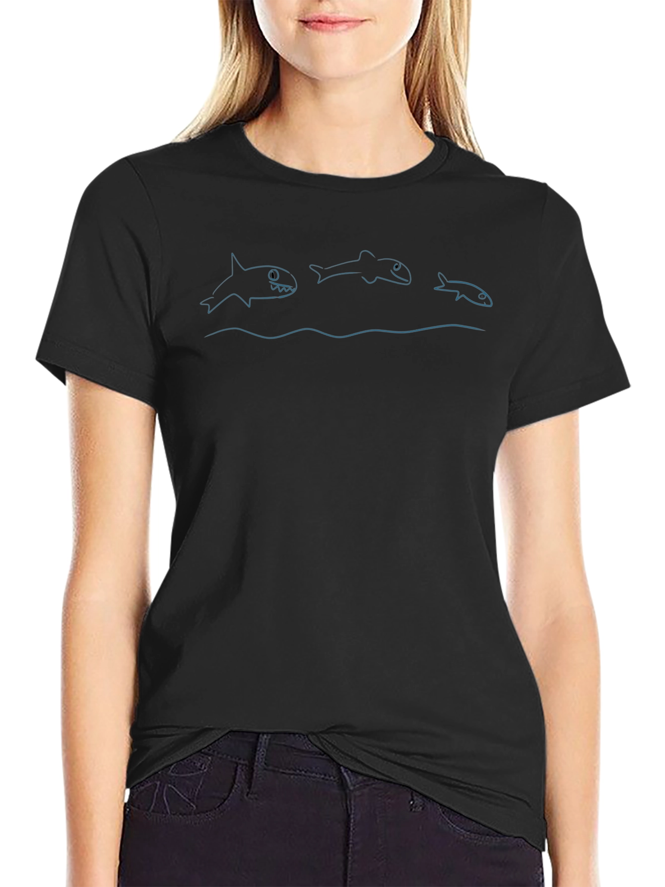 Shark Evolution Graphic Tee - Black Casual