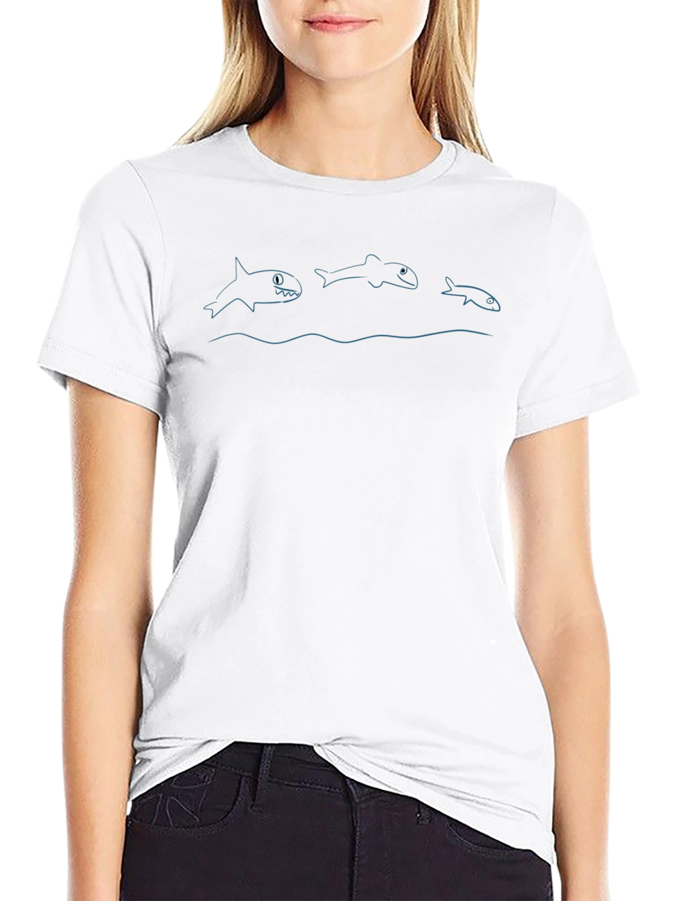 Shark Evolution Graphic Tee - Black Casual