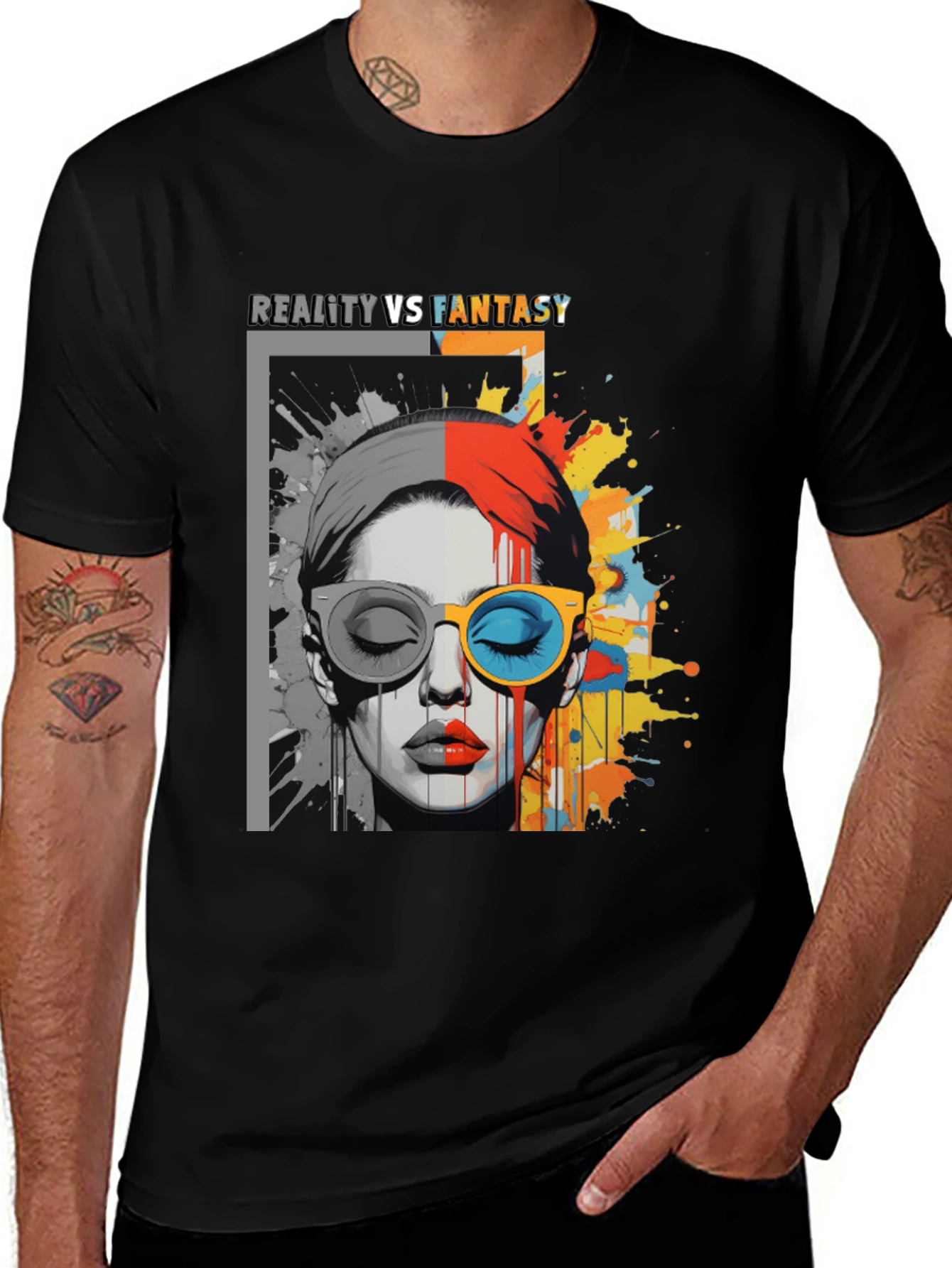 Reality vs. Fantasy Graphic Print T-Shirt