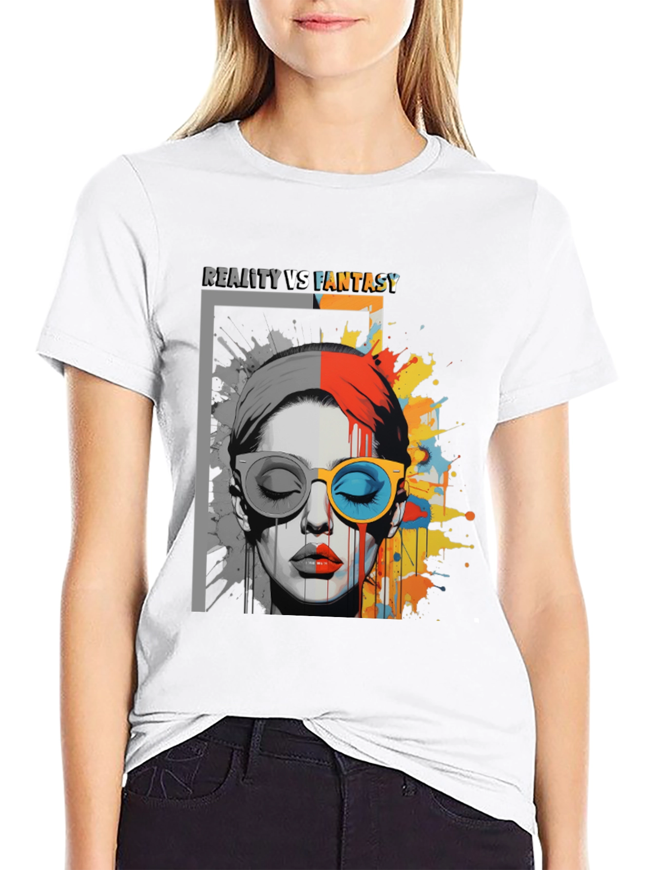 Reality vs. Fantasy Graphic Print T-Shirt