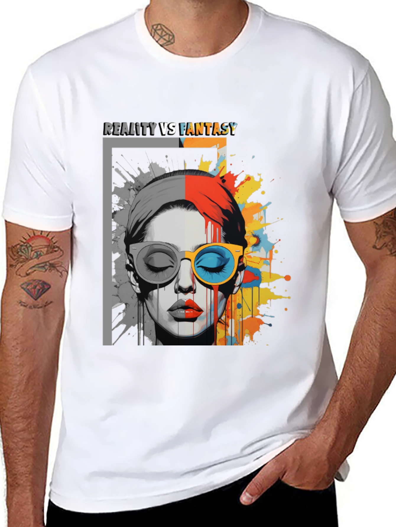 Reality vs. Fantasy Graphic Print T-Shirt