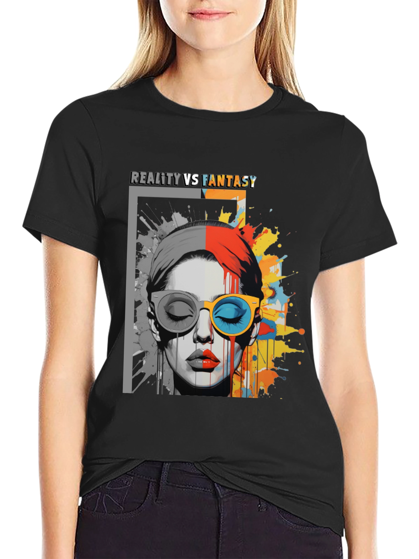Reality vs. Fantasy Graphic Print T-Shirt