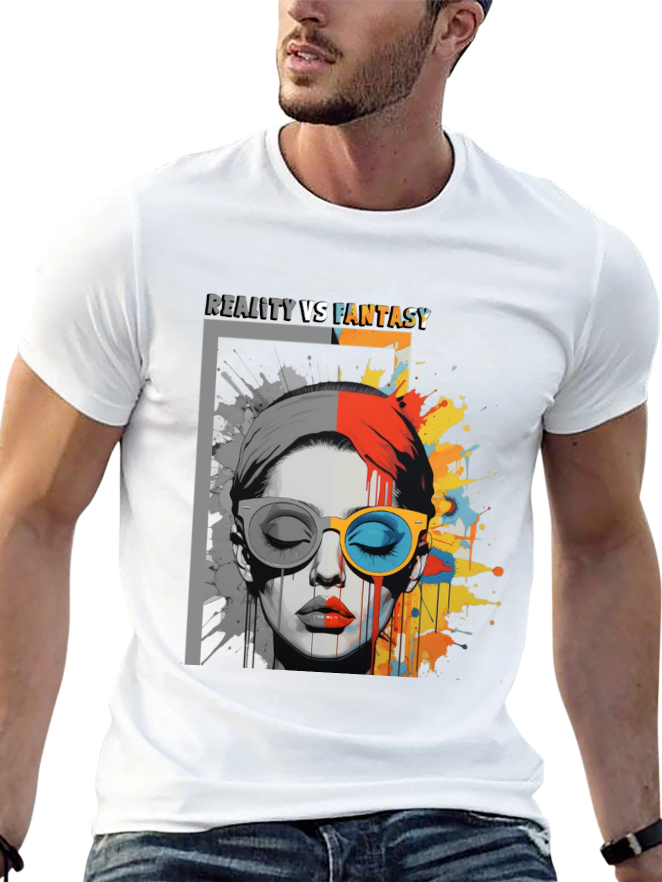 Reality vs. Fantasy Graphic Print T-Shirt