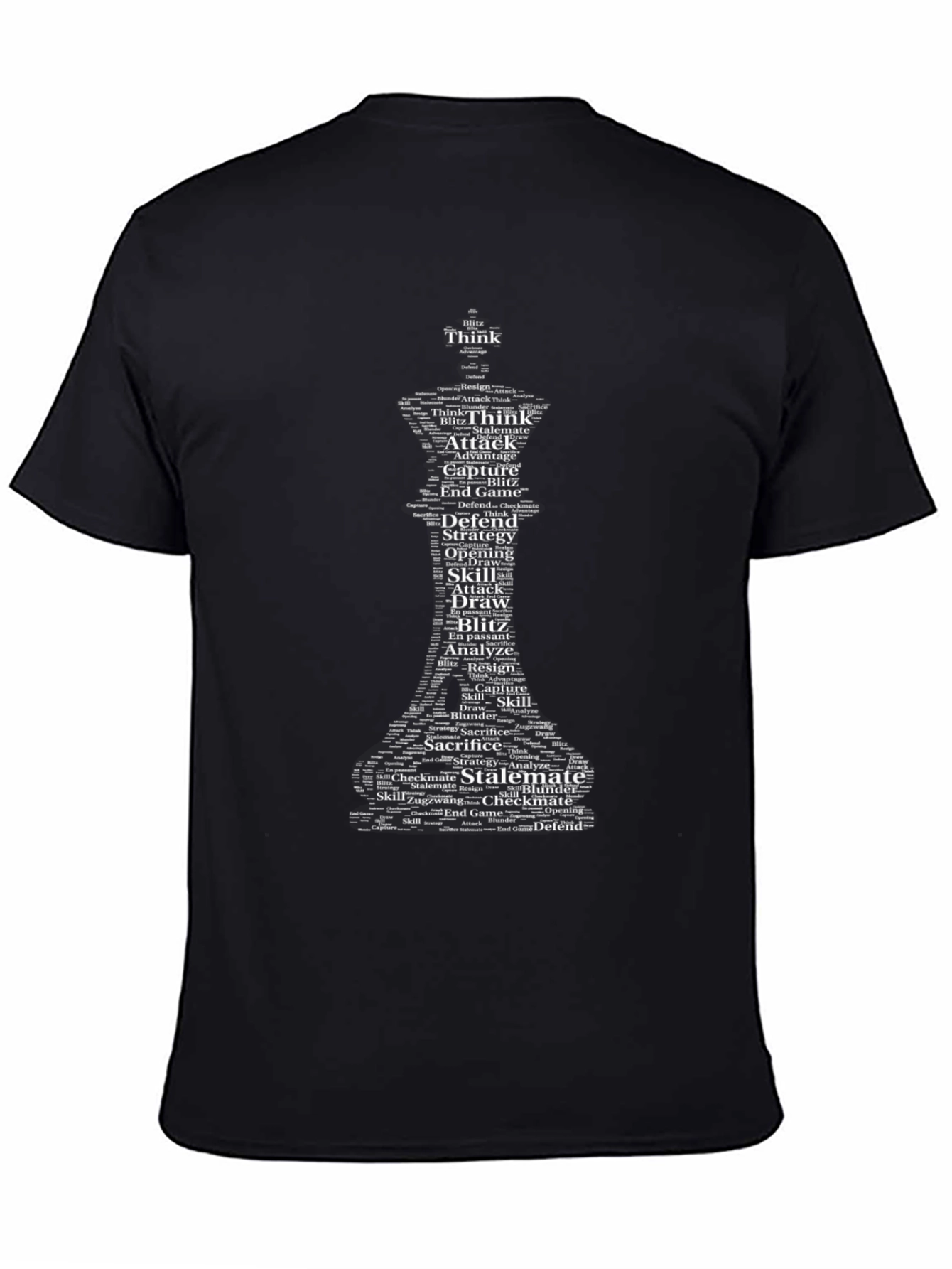 Chess Word Art T-Shirt - Think Strategy Attack