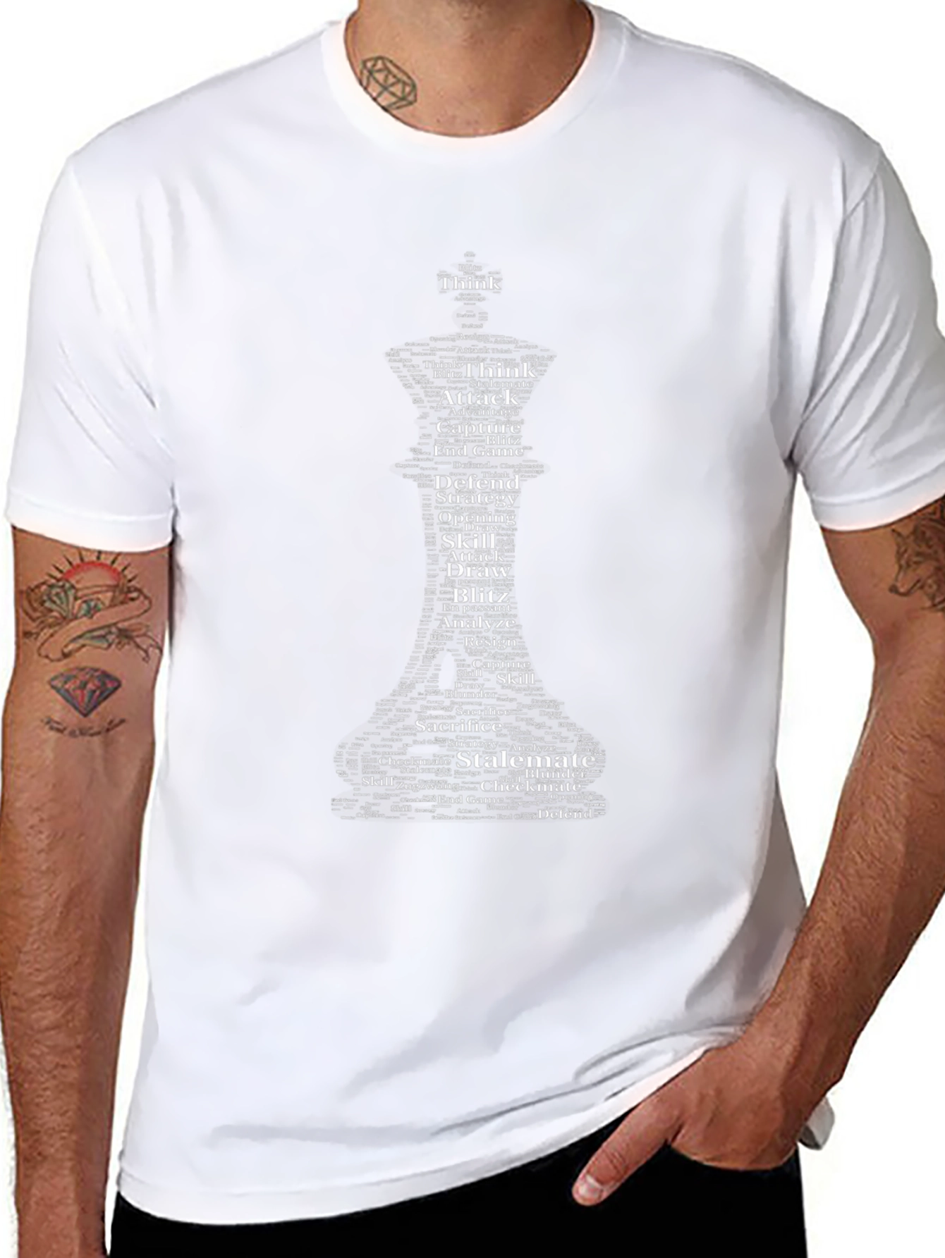 Chess Word Art T-Shirt - Think Strategy Attack