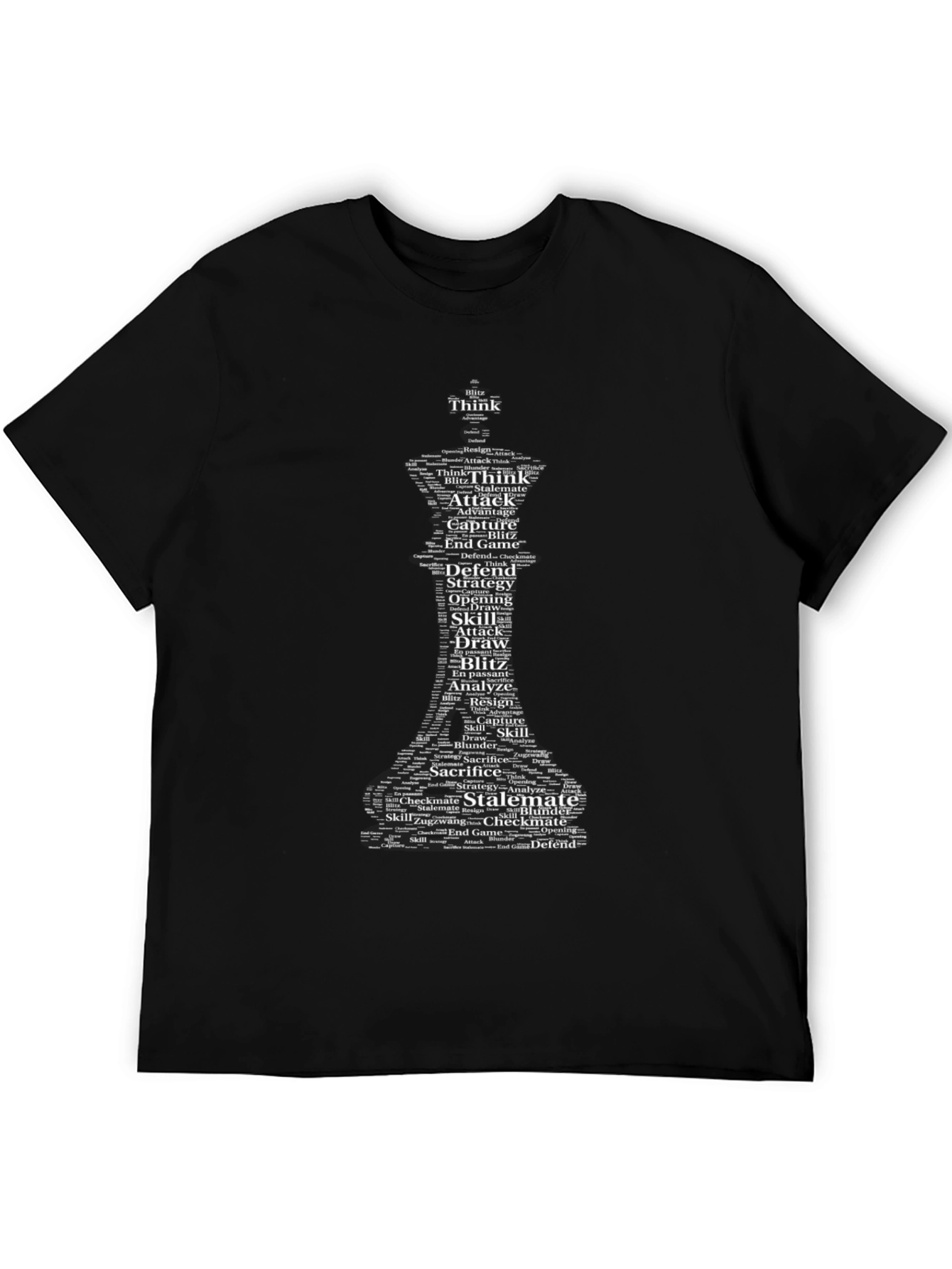 Chess Word Art T-Shirt - Think Strategy Attack