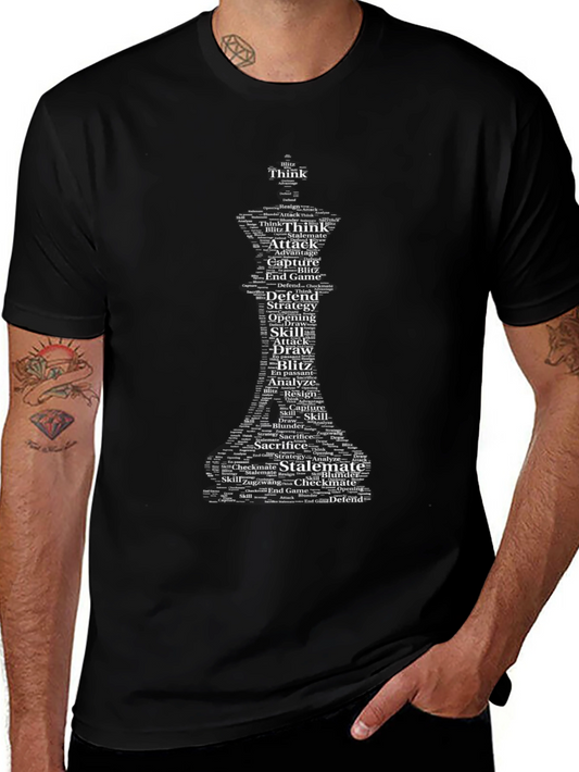 Chess Word Art T-Shirt - Think Strategy Attack