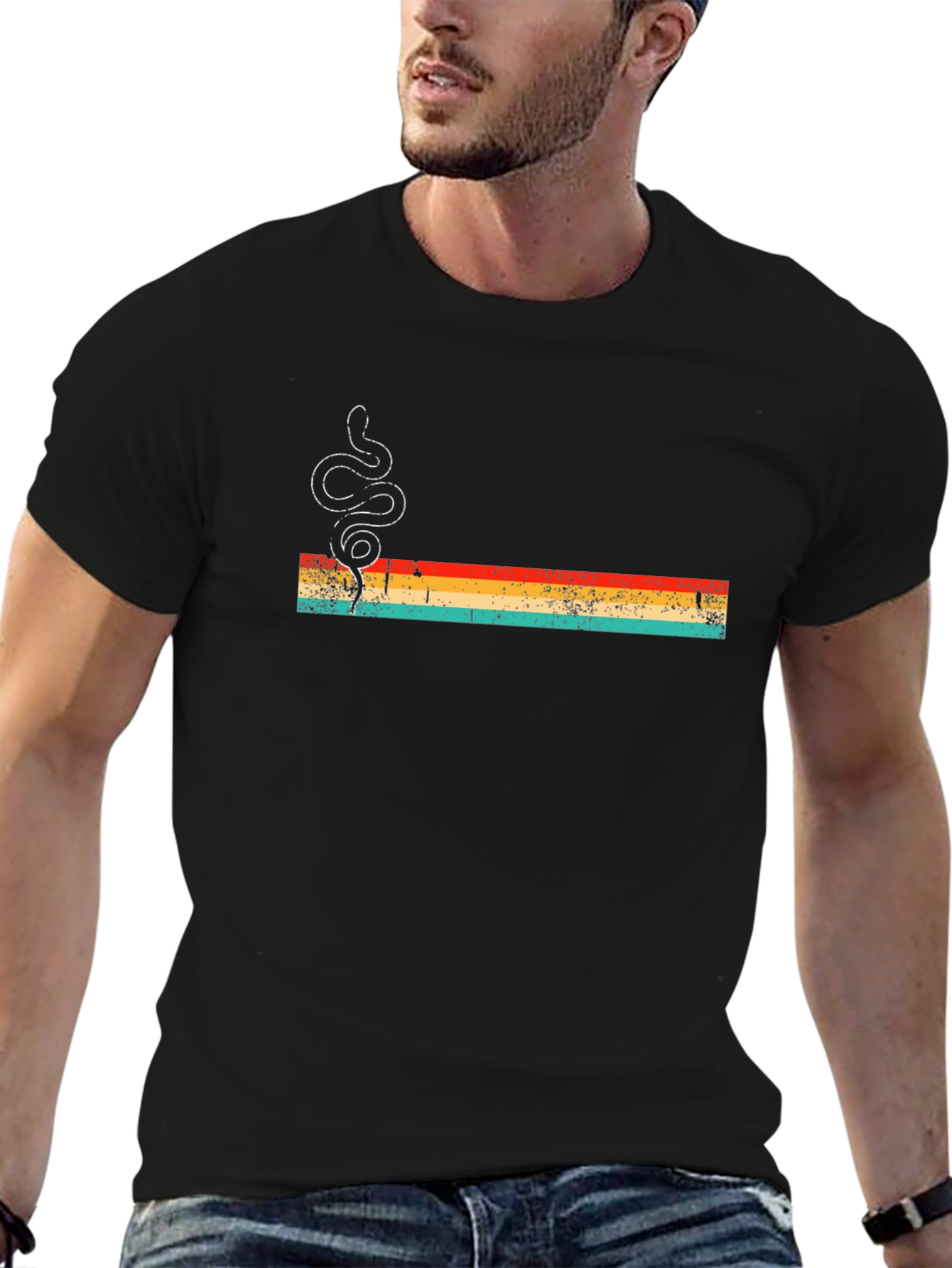 Retro Snake Graphic Tee - Mens Black T-Shirt