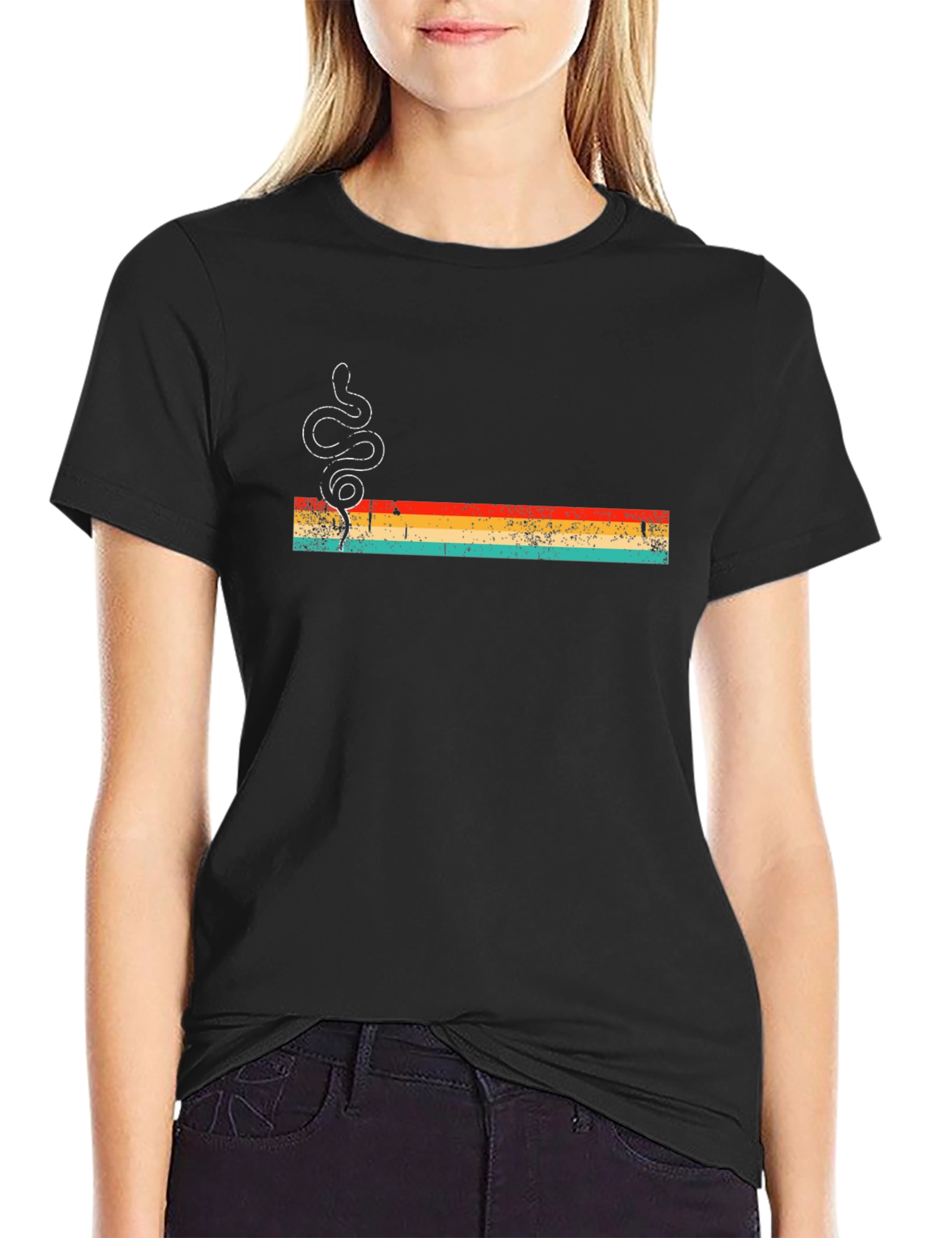 Retro Snake Graphic Tee - Mens Black T-Shirt