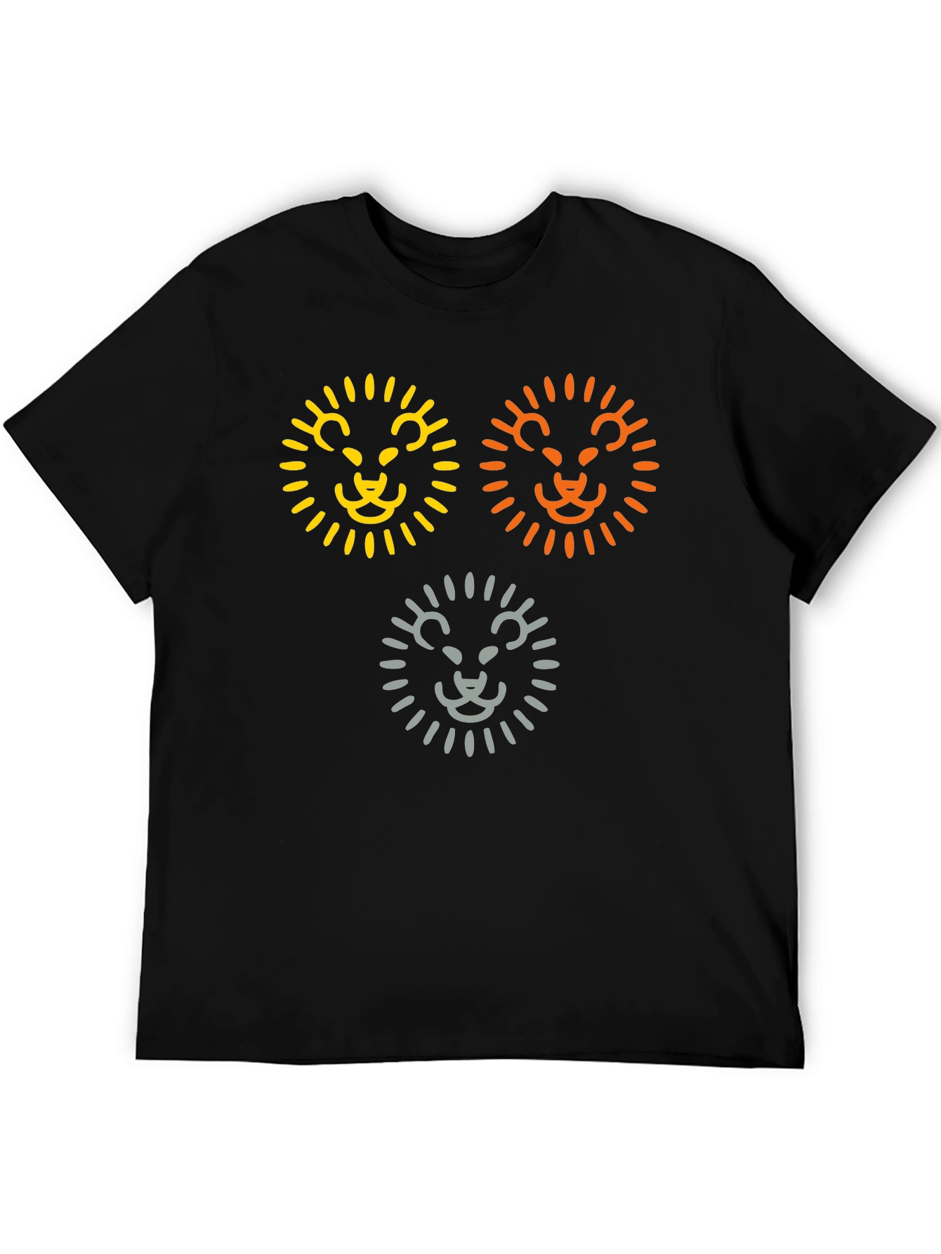 Lion Trio Graphic Tee - Black Cotton T-Shirt