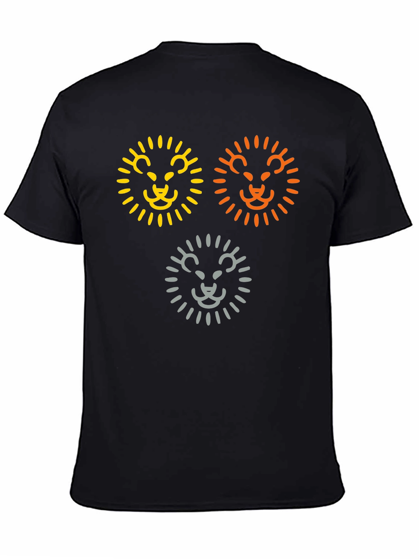 Lion Trio Graphic Tee - Black Cotton T-Shirt