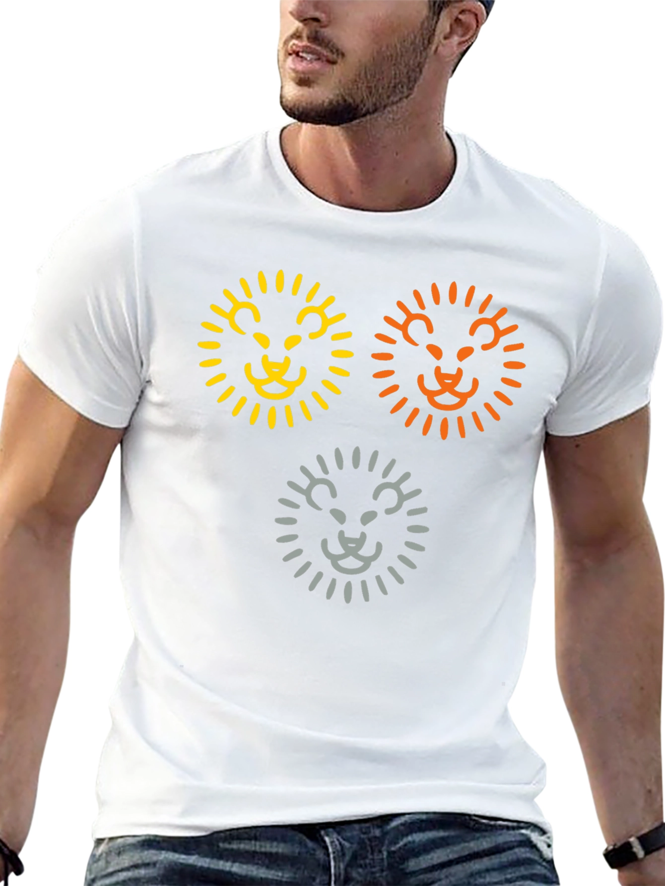 Lion Trio Graphic Tee - Black Cotton T-Shirt