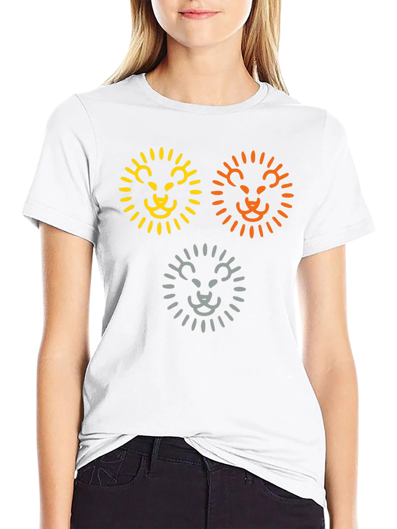 Lion Trio Graphic Tee - Black Cotton T-Shirt