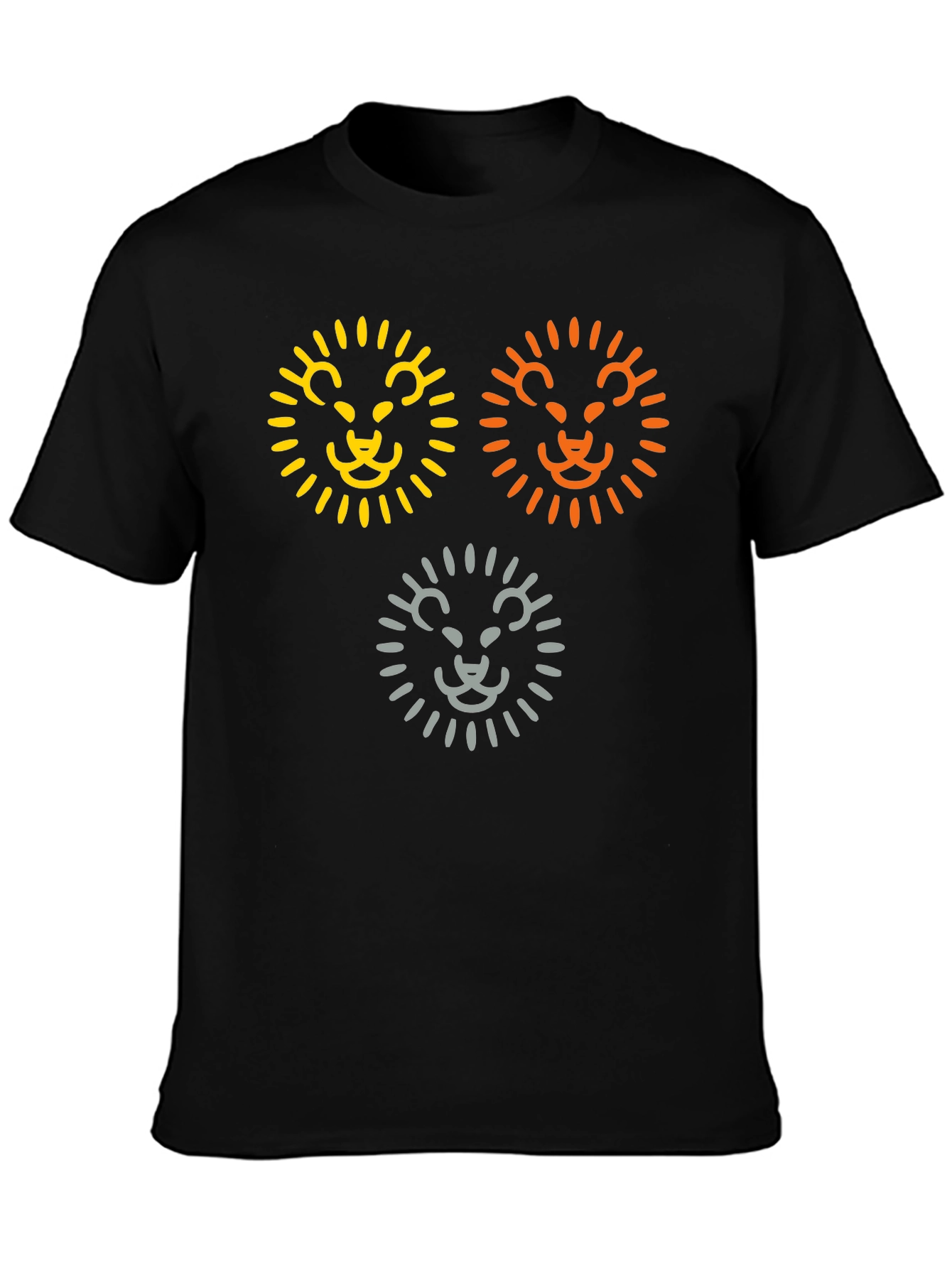 Lion Trio Graphic Tee - Black Cotton T-Shirt