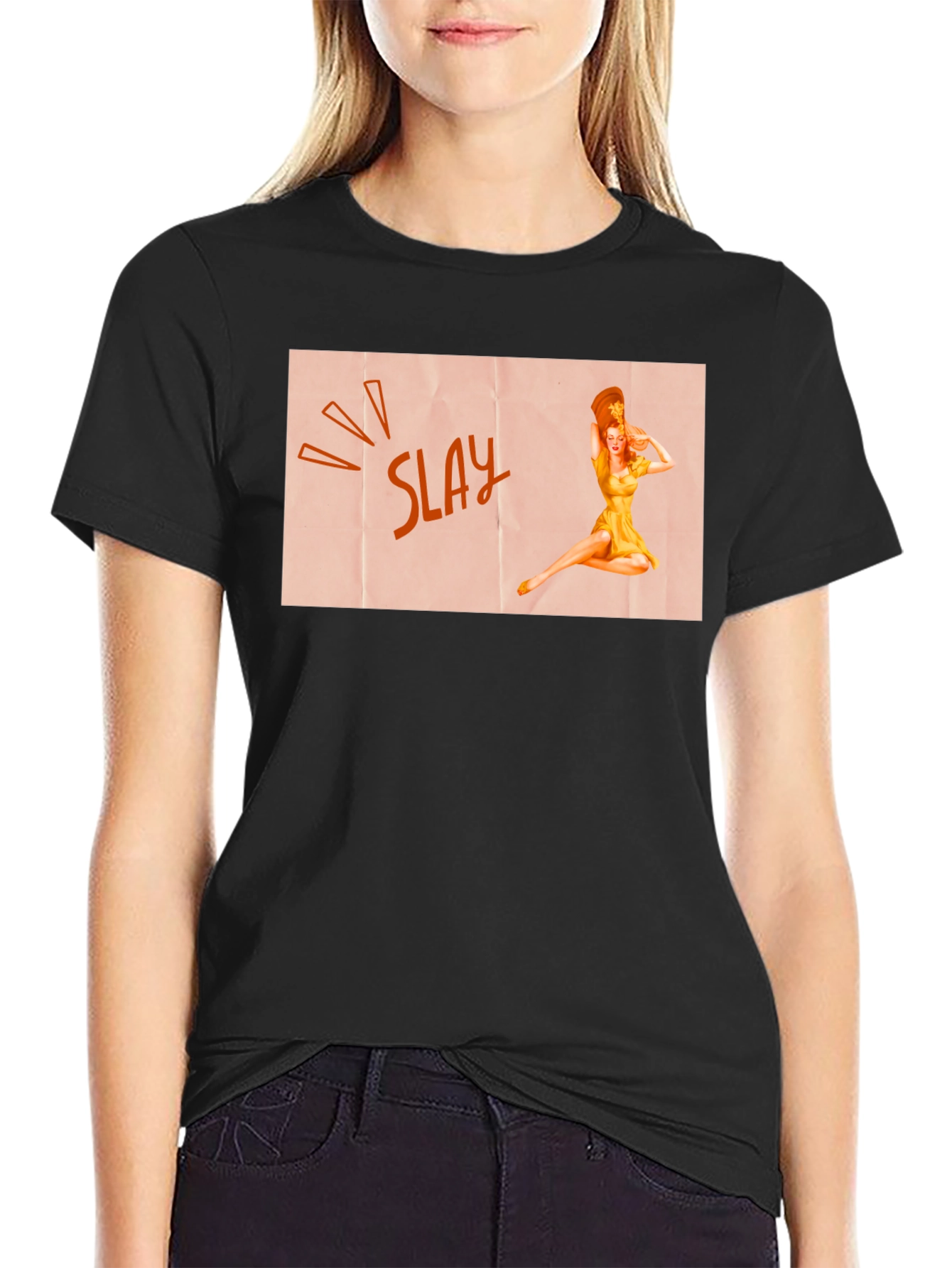 Slay Pin-Up Graphic Tee - Black