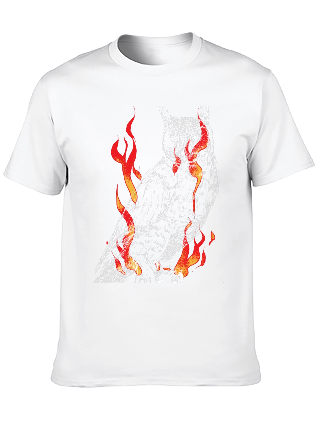 Fiery Owl Graphic Black T-Shirt