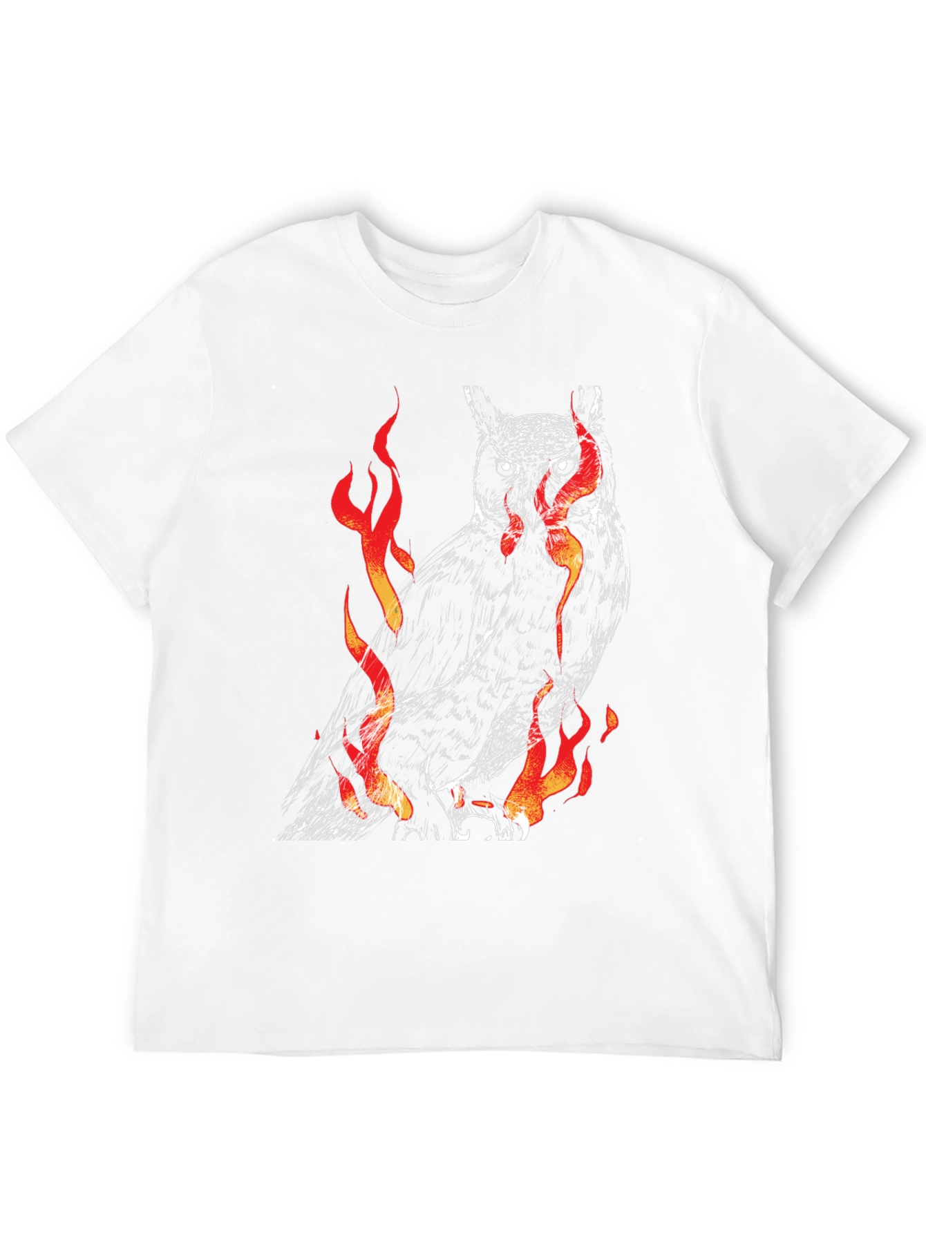 Fiery Owl Graphic Black T-Shirt