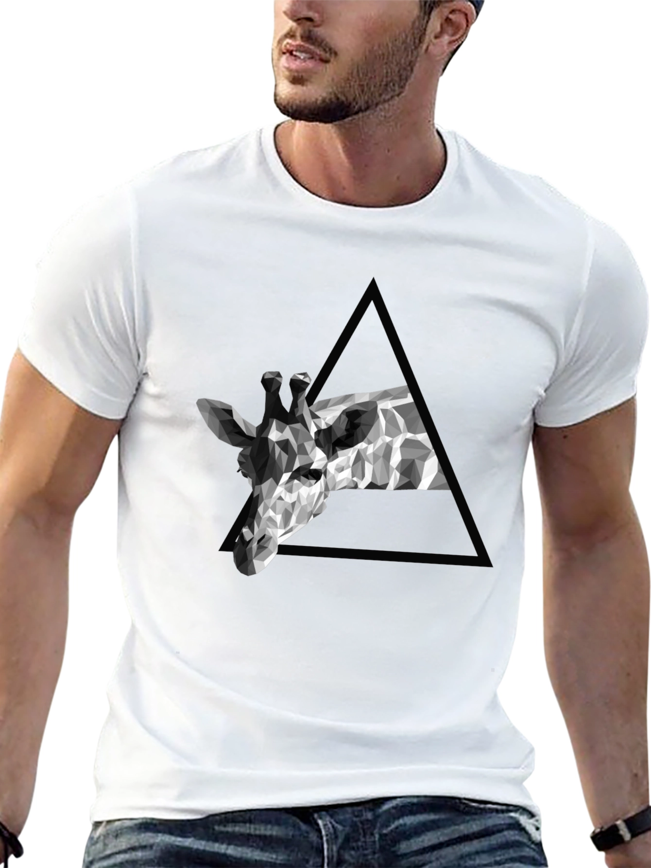 Geometric Giraffe Tee - Modern Black T-Shirt