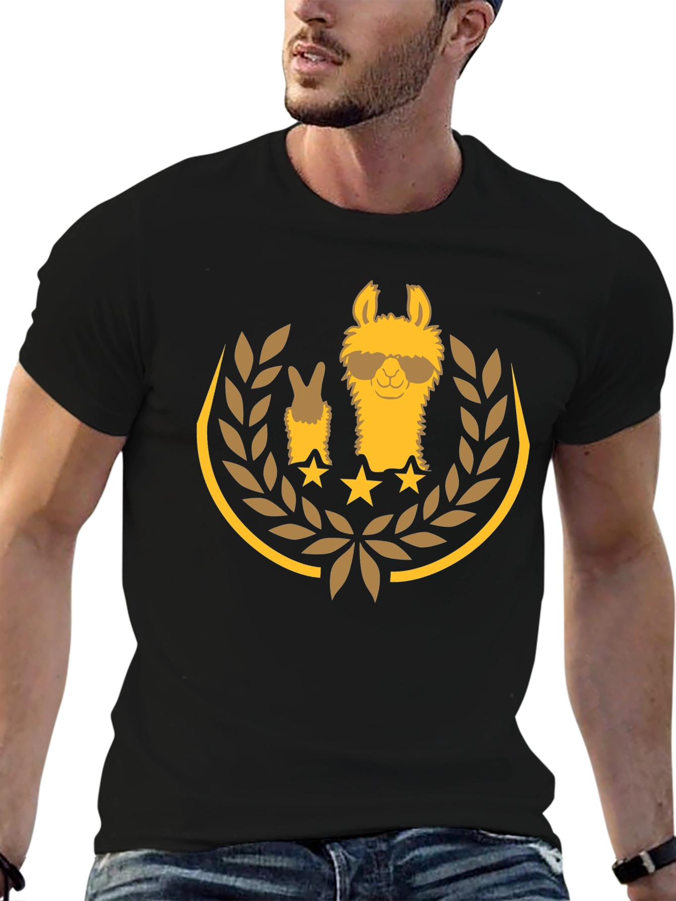 Cool Llama Graphic Tee - Casual Black T-Shirt