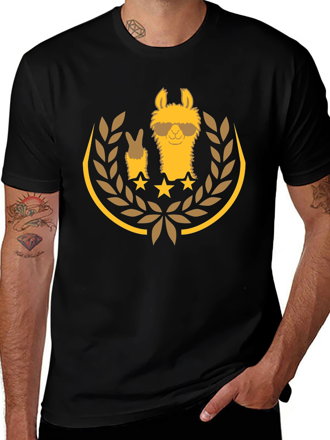 Cool Llama Graphic Tee - Casual Black T-Shirt