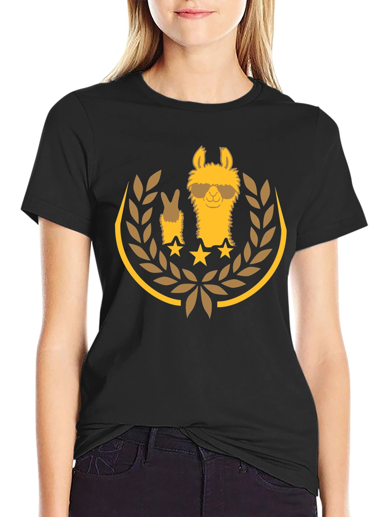 Cool Llama Graphic Tee - Casual Black T-Shirt