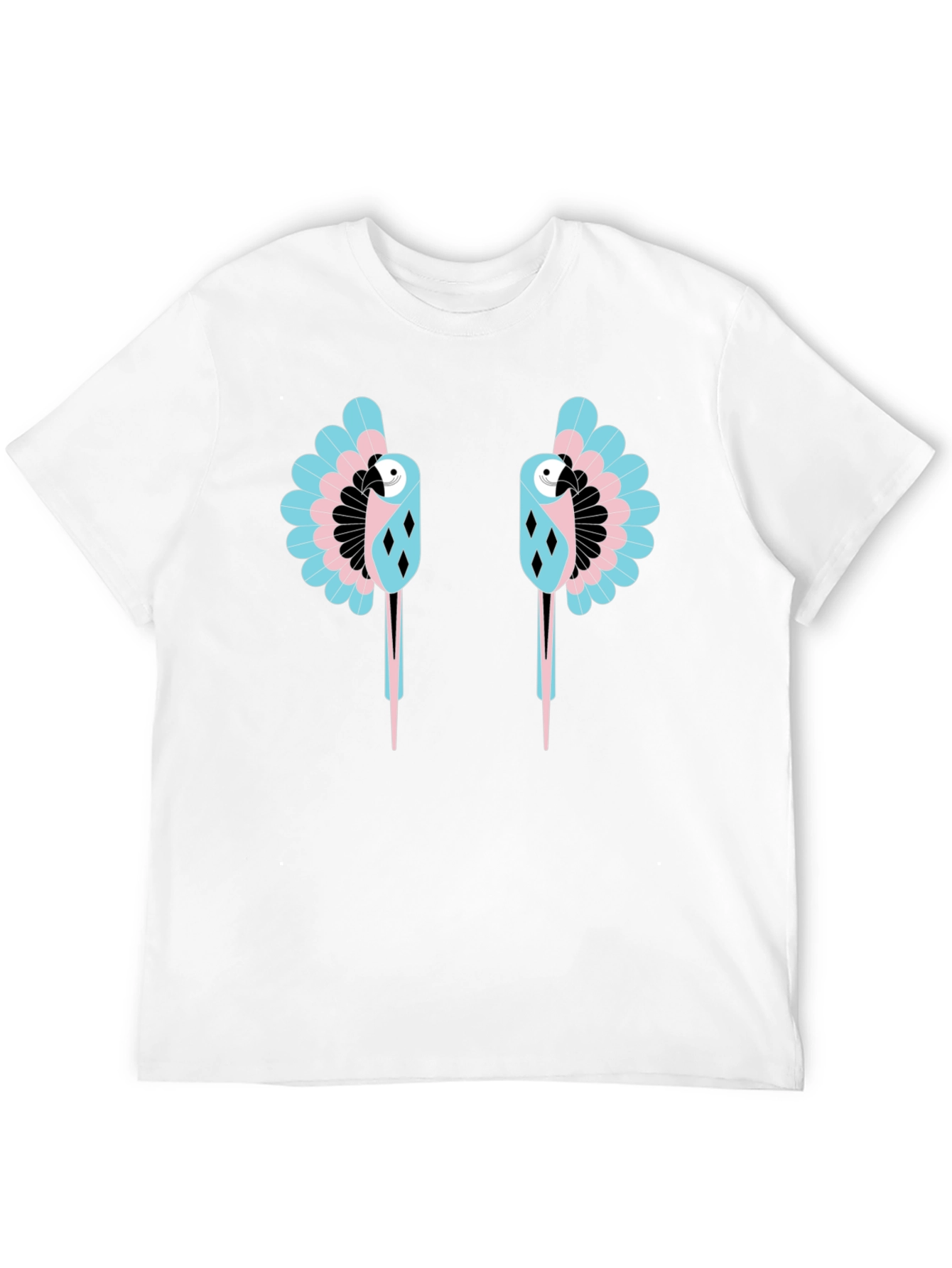 Dual Parrot Graphic Print Black T-Shirt