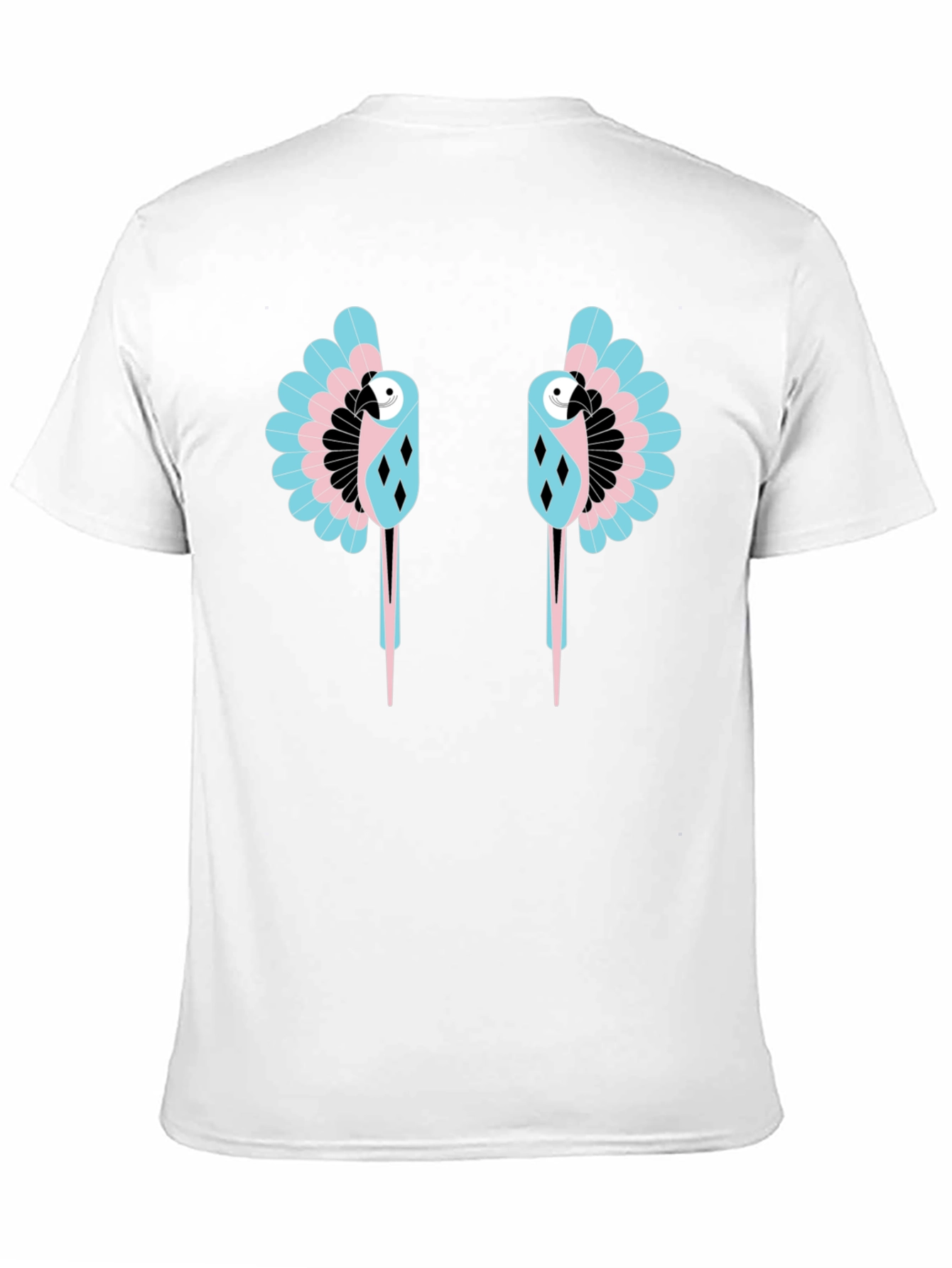 Dual Parrot Graphic Print Black T-Shirt