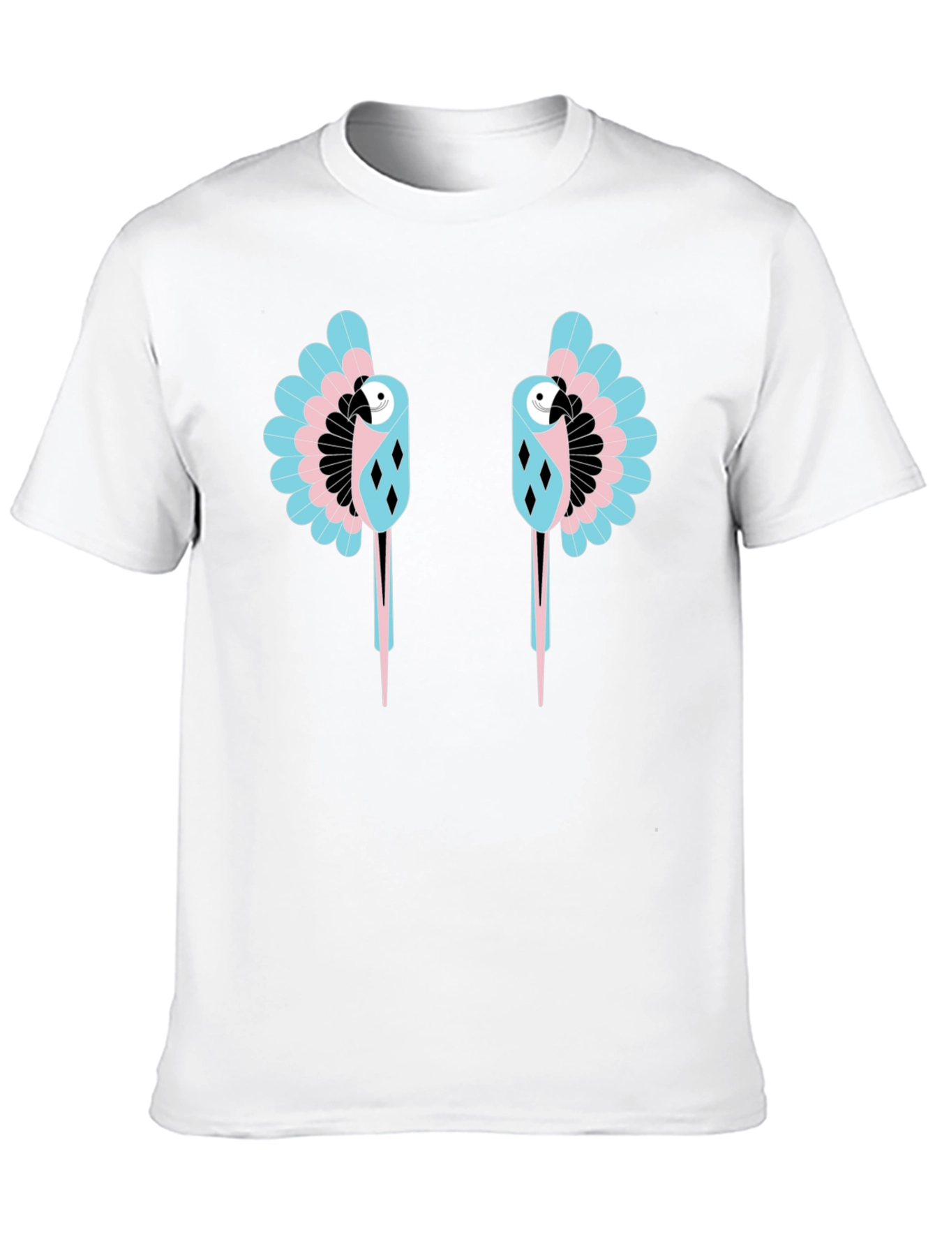 Dual Parrot Graphic Print Black T-Shirt