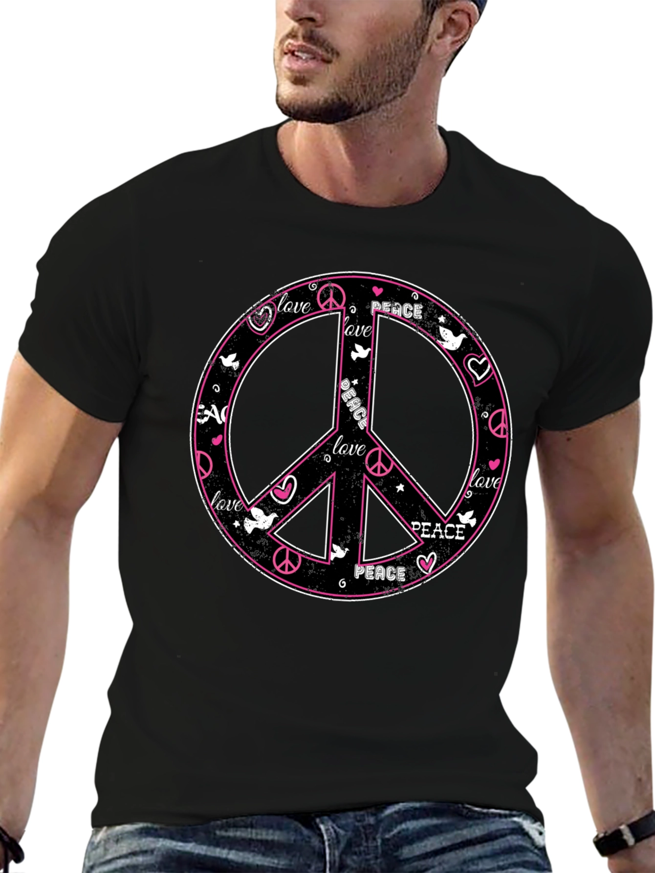 Peace & Love Black Graphic Tee
