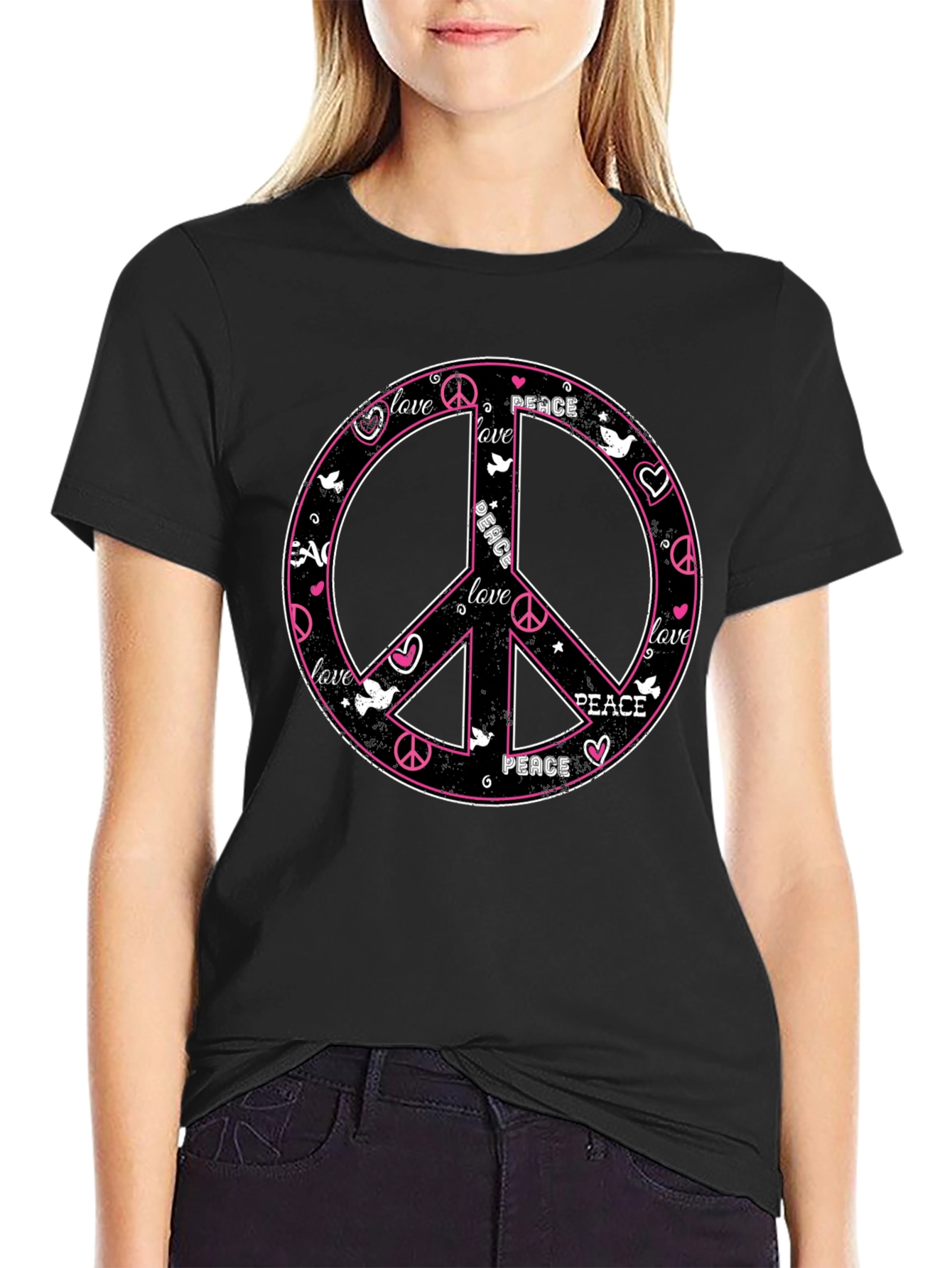 Peace & Love Black Graphic Tee