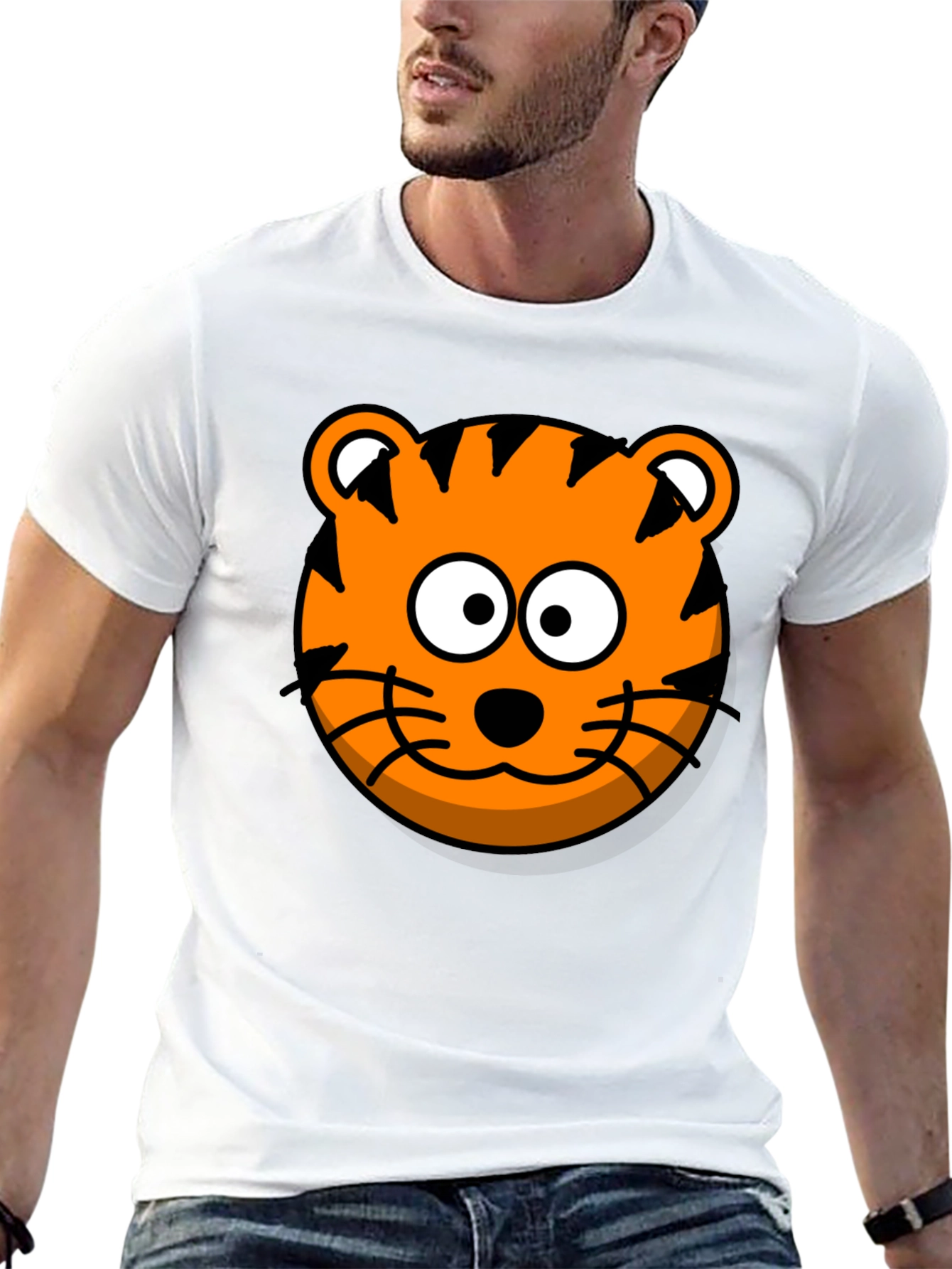 Fun Tiger Graphic Tee - Black Cotton T-Shirt