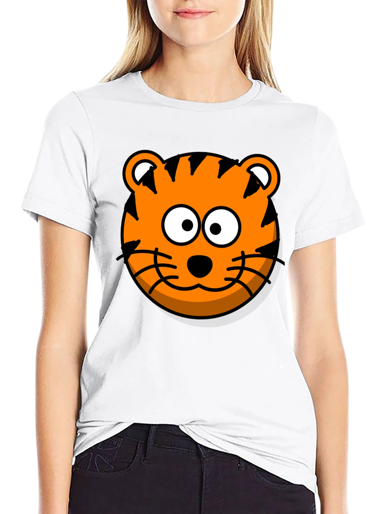 Fun Tiger Graphic Tee - Black Cotton T-Shirt