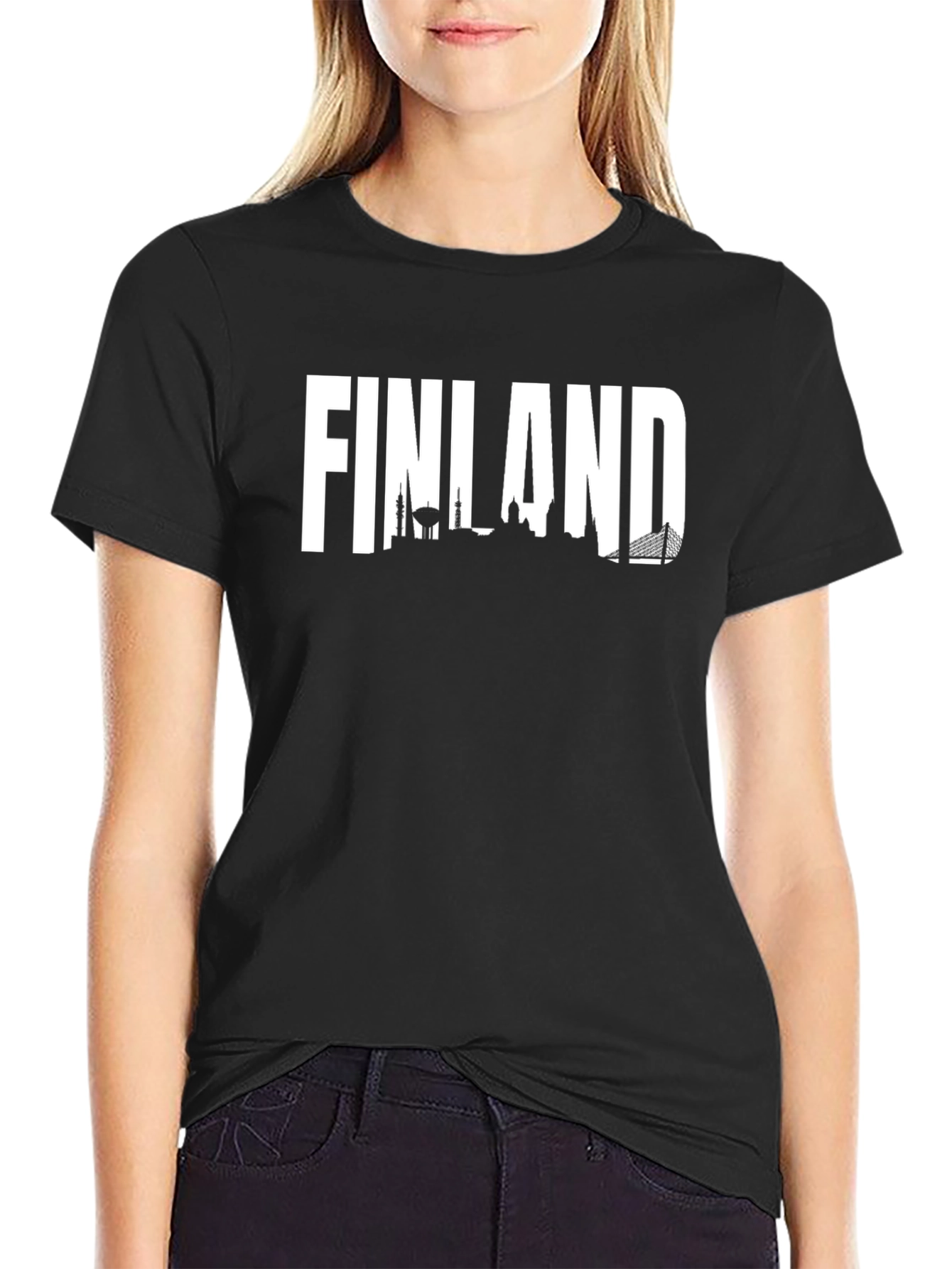 Finland Skyline Graphic Tee - Black