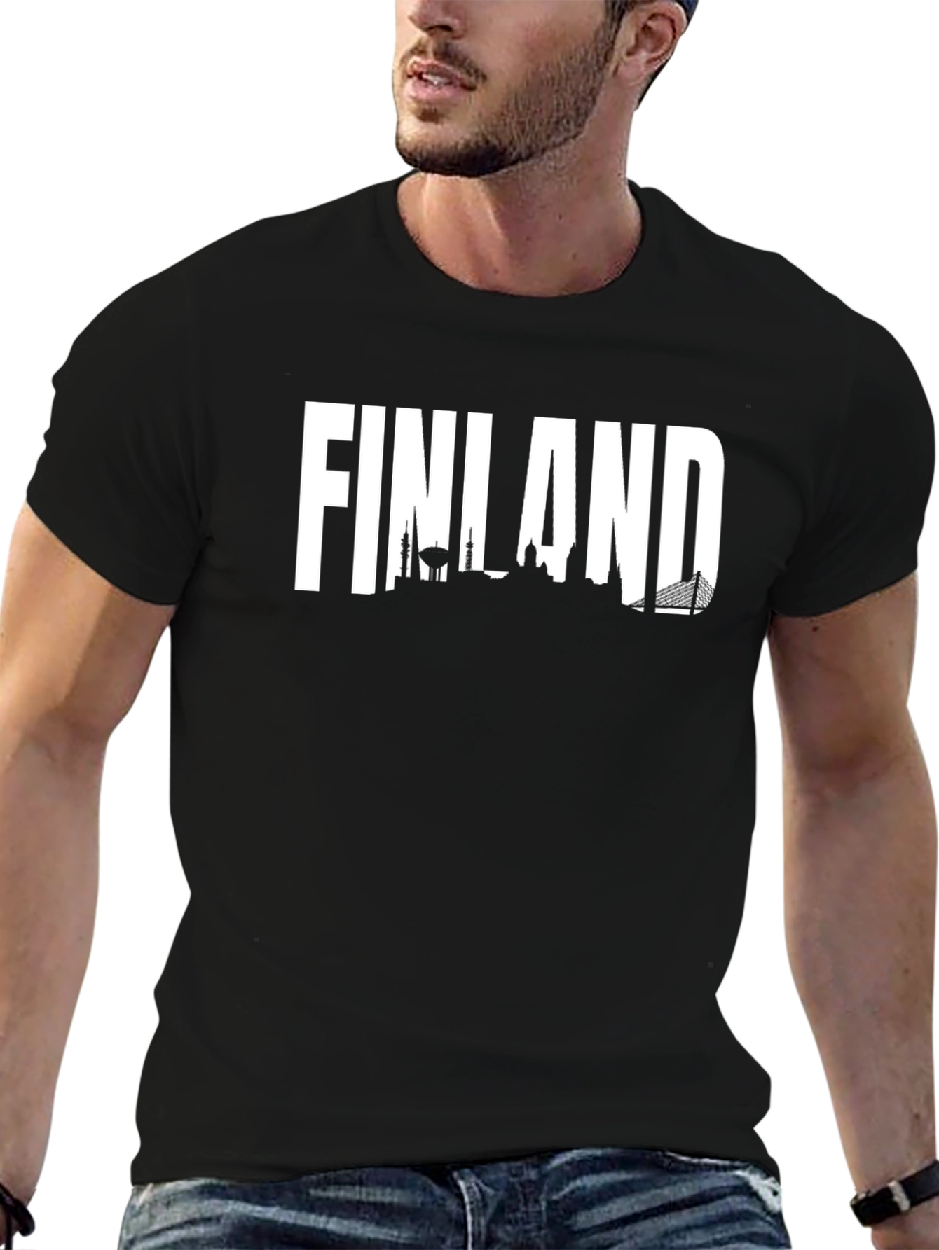 Finland Skyline Graphic Tee - Black
