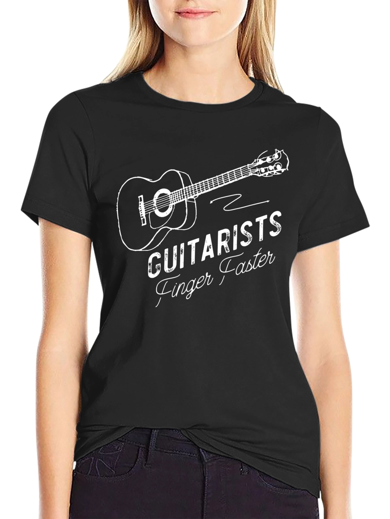Guitarists Finger Faster Black Graphic Tee