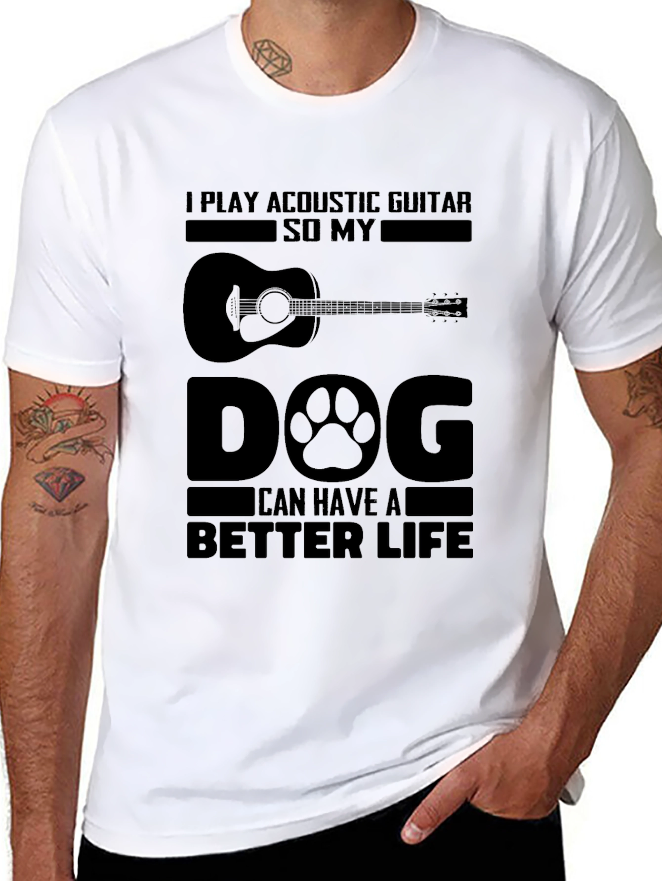 Acoustic Guitar Dog Lover T-Shirt