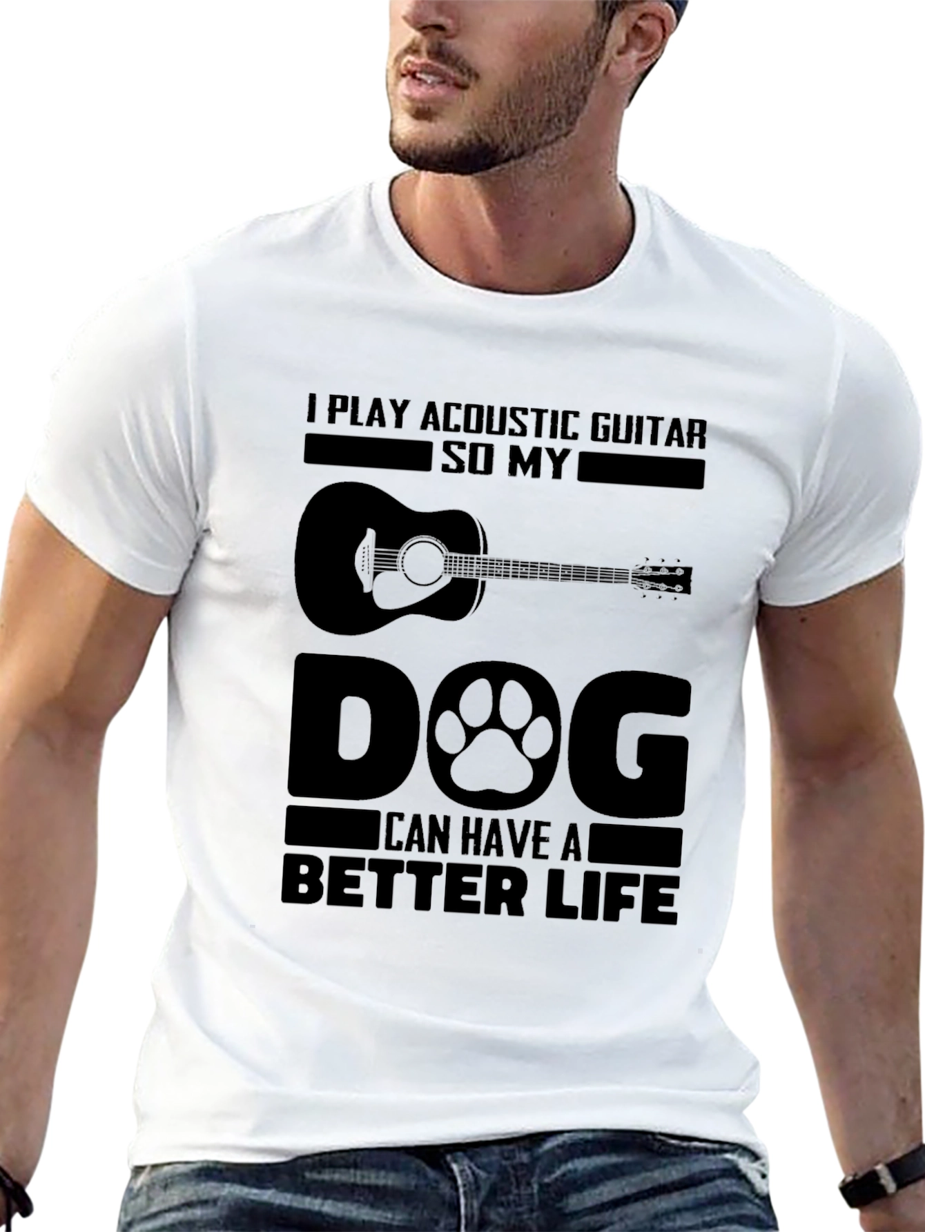 Acoustic Guitar Dog Lover T-Shirt