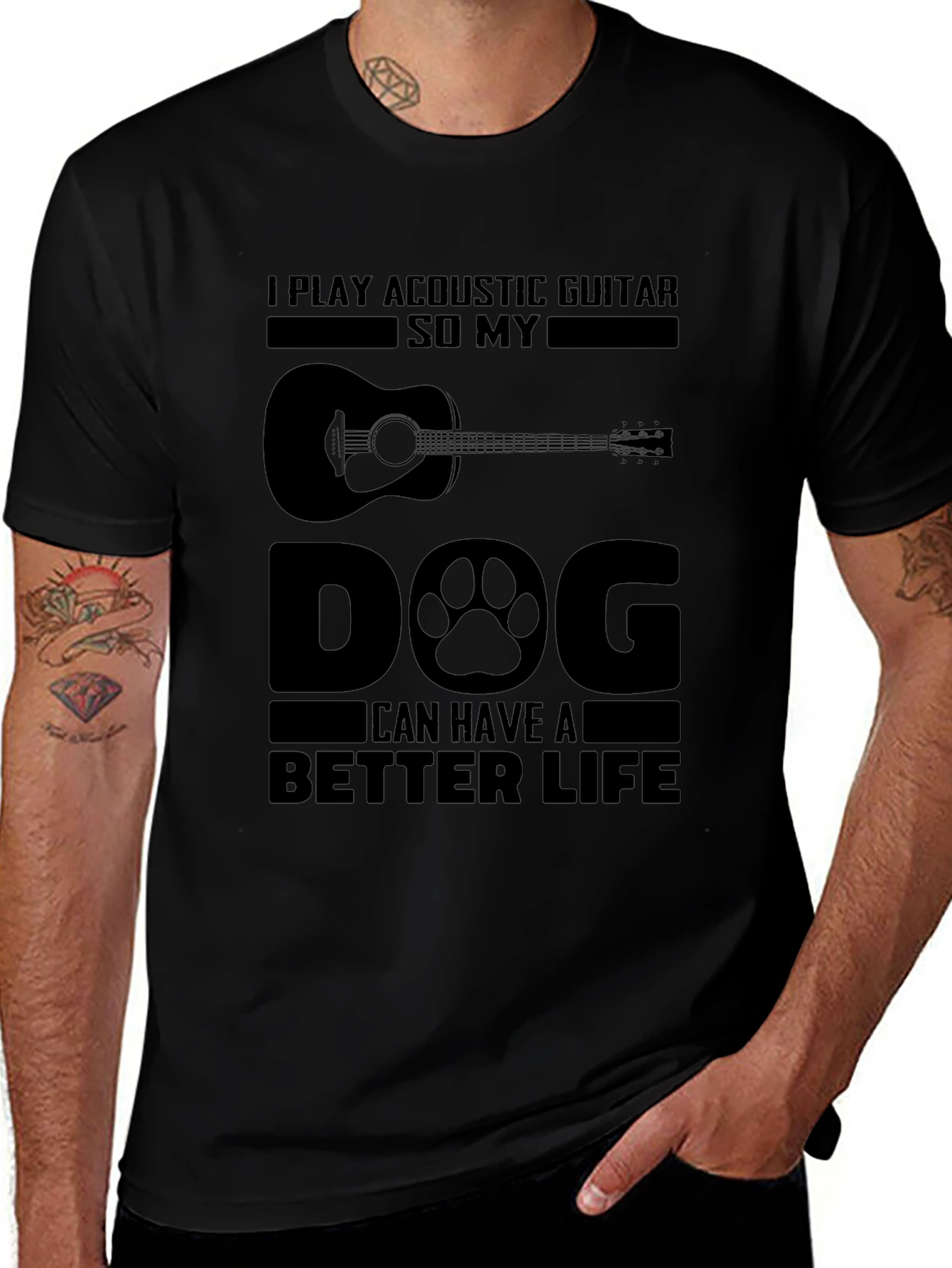 Acoustic Guitar Dog Lover T-Shirt