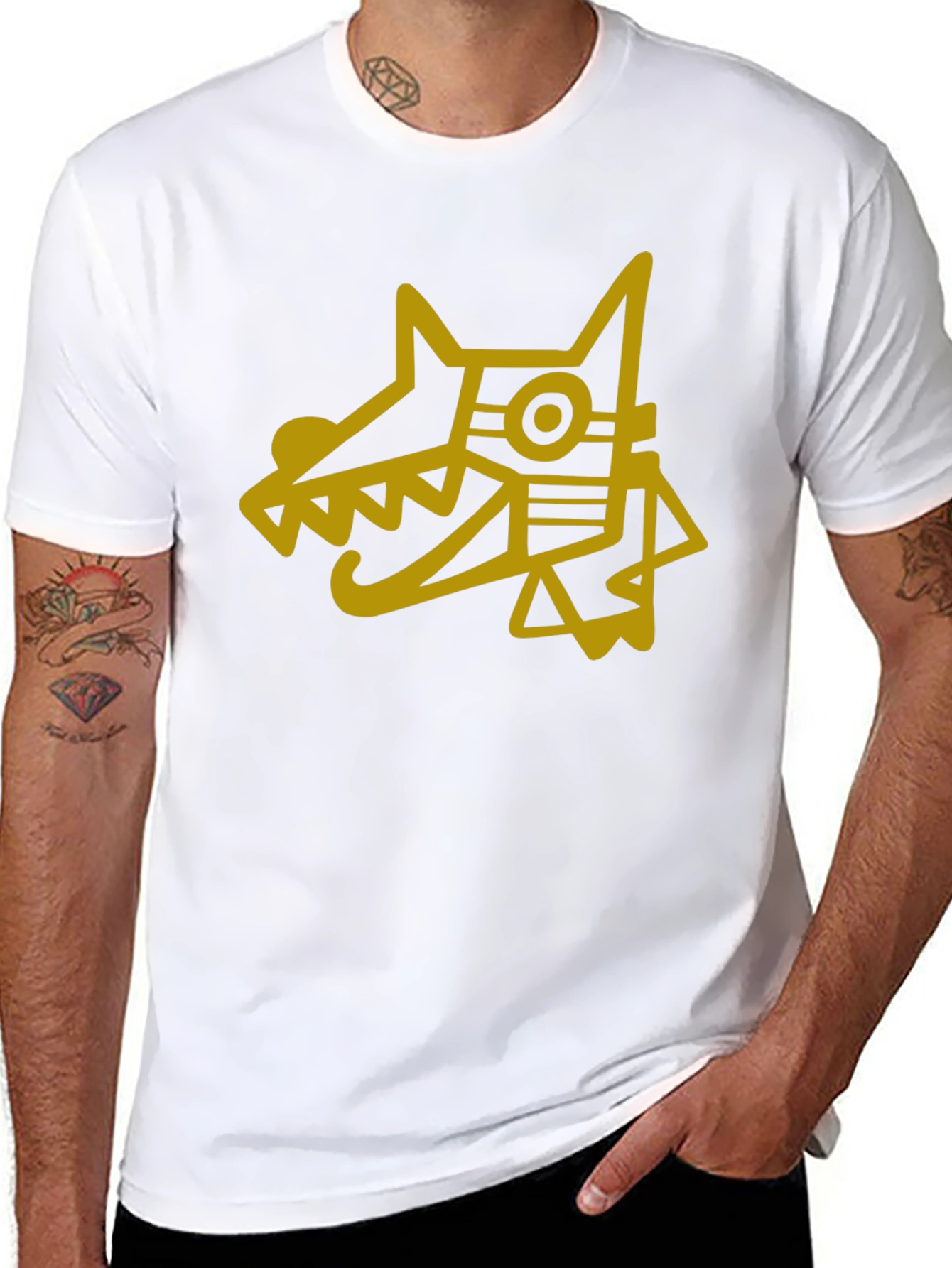 Aztec Dog Graphic Tee - Black Cotton Blend